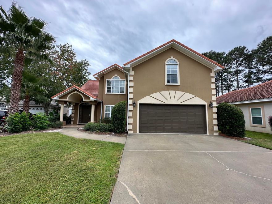 Beautiful home on the 4th hole in the gated Emerald Bay Community. The house has 4 bedrooms, 2 Full Baths, & 2 Half Baths with a bonus room that could serve as a home office. Master Bedroom is downstairs with 2 walk-in closets and a spacious master bathroom with a whirlpool tub and separate shower. Home has a fantastic screened in back porch with a ceiling fan that overlooks the 4th hole. Upstairs there are 3 large bedrooms, a bonus room that can serve as an office, a full bathroom, and 2 large storage areas. You will never run out of space in this 3,275 square foot house. Please schedule a showing today.