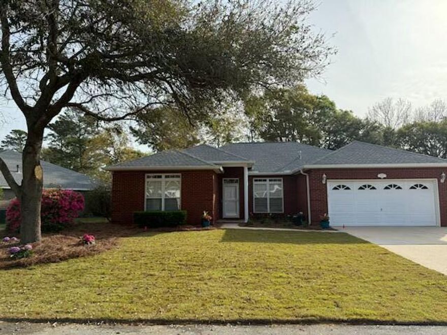 Charming 4-Bedroom Home in the Gated Community of Parkwood Estates in Bluewater Bay! Welcome to 1615 Myrtlewood Lane, a beautifully maintained 4-bedroom, 2-bathroom home nestled in the prestigious, gated community of Parkwood Estates. This stunning residence offers 2,108 sq. ft. of thoughtfully renovated living space, blending elegance with everyday comfort. Step inside to find an inviting open-concept layout, a cathedral ceiling living area, new luxury vinyl plank floors throughout, renovated kitchen with stainless steel appliances and granite countertops, and a spacious living room with a cozy fireplace. The primary suite is a private retreat, complete with a walk-in closet and spa-like ensuite bathroom.  Outside, enjoy a spacious backyard with a large, paver patio with a built-in fire pit; perfect for relaxing or entertaining. Additional highlights include a fully remodeled floor plan, a heated and cooled lanai overlooking the privacy-fenced backyard, and a wonderful green space behind the home that has a playground. Residents of Parkwood Estates enjoy a private entrance to top-rated Bluewater Bay Elementary School (literally a 2-minute walk from this home) all while being conveniently located near the beautiful beaches of Destin (15 min), top-rated schools (MS/HS 12 min), Eglin AFB, Hurlburt AFB, and Duke Field. In addition, shopping/restaurants are a short bike-ride or walk away!  
Bluewater Bay offers 3 pools, golf, marina, tennis and pickleball courts (additional memberships required). 
New roof and HVAC 2019, hot water heater and blinds 2022. New sod in front yard and brand-new sprinkler system pump.  The home has a current termite bond with a bait system that covers treatment and repairs. 2.25% Fixed VA qualifying assumable loan for VA buyers estimated balance $205,650.