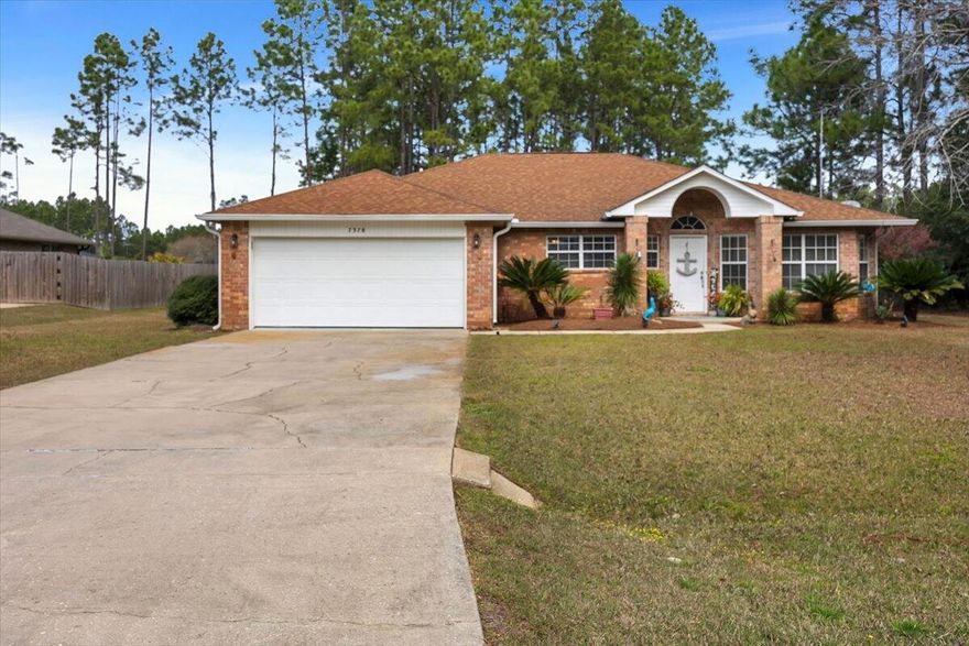 Exceptional all brick 3bedroom 2 bath home with an Office or could be used as dinning, game room/sitting area. This Spacious beach style home provides: newer water resistant LVP flooring through out main areas of home. Kitchen fully equipped: with tile counter tops, smooth top stove, built in microwave, dishwasher, Refrigerator, Island, nice size pantry, interior laundry room. Large living area with planter shelves, shiplap back wall, Large owners suite with shiplap wall, bath Newer double vanity, Garden tub with 2 walk-in closets and separate shower. Home also has a Screened porch with covered a porch to sit back & enjoy the view of your Large back yard situated on .46 Acres Large enough for pool & entertainment, Also on Sewer & provides underground Utilities on a Dead End Street.