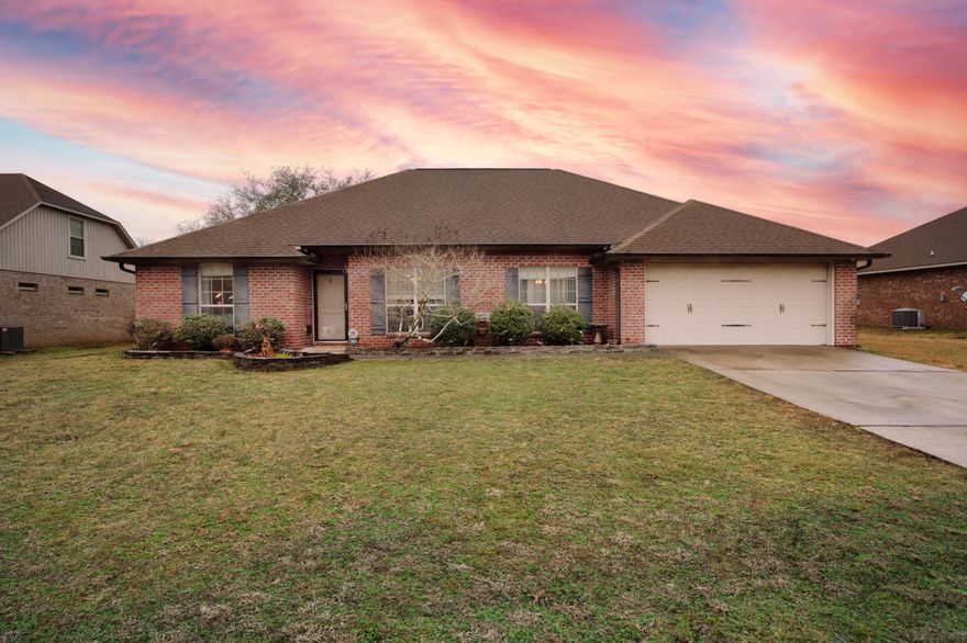 Who wants to live in the best trick-or-treating neighborhood in Crestview? Welcome to Lee Farms; a festive little neighborhood known for it's Halloween activities.. 4th of July fireworks displays.. and the Lee Farms Playground/Park.This ALL BRICK **4 BR/2 Bath** split floorplan is loaded with upgrades and includes a BRAND NEW RHEEM HVAC.. cherry laminate wood flooring.. neutral paint.. large picture windows.. and did I mention this was a SMART HOME? Details on that a little later.The kitchen features mahogany cabinetry.. granite counters.. ss appliances and a rolling granite island! There are 2 pantries; including a custom pantry cabinet with pull out shelves. BONUS: FORMAL DINING ROOM AND EATIN KITCHEN!The Master Bedroom is spacious, with room for oversized furnishings... but the MASTER BATH IS EVEN BETTER!

Instead of an ordinary shower.. you get a "Shower Room". That's right! Check out the photo lineup. You also have a deep soaker tub.. luxurious black granite.. and an antique vanilla-glazed double vanity. 

There are 3 more spacious bedrooms; 2 of them boast walk-in closets!.

The backyard is privacy-fenced with double gates for boat parking. There's also a NEARLY NEW STORAGE SHED (2021).. patio area.. and fire pit. 

The garage features a lengthy carpenter's workbench with peg board and the coveted PEX manifold!

Now for the smart features! Owners installed a Vivent security system, outdoor cameras, doorbell camera, door sensors, glass sensors, fire alarm sensor, smart thermostat and panel, as well as voice-activated lighting. That's $3000 worth of a equipment and all of it will convey with purchase!

Homes in Lee Farms do not last long.. and this one is priced to move! Make an offer today!

