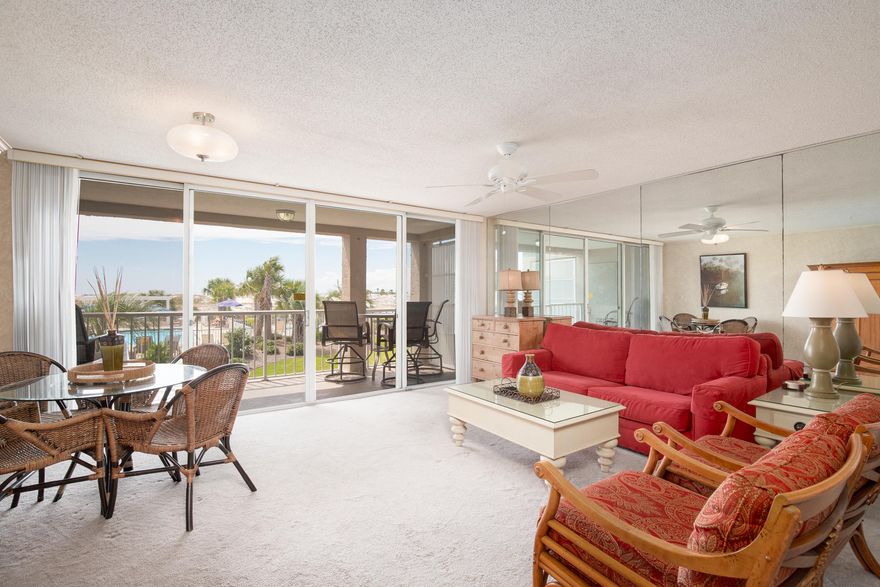 Don't miss this opportunity to own your beach condo, in Destin, for a great price. Situated in the beautiful gated beach community of Destin Pointe, on Holiday Isle, this 1 bedroom, 1 bath condo is located on the first floor making it convenient to the underground parking garage without having to use the elevator. The condo's front entry lanai is enclosed by a wall of functional louvers, which can be opened or closed and provides ideal place to keep shoes, rafts and cooler. Inside you will be greeted by an abundance of light that draws you directly to the balcony overlooking the tropical landscaped newly built pool, hot tub and splash pad, and beyond, to the beautiful gulf waters.  Watch the boats and dolphins play in the East Pass or catch an amazing sunset right from your balcony.