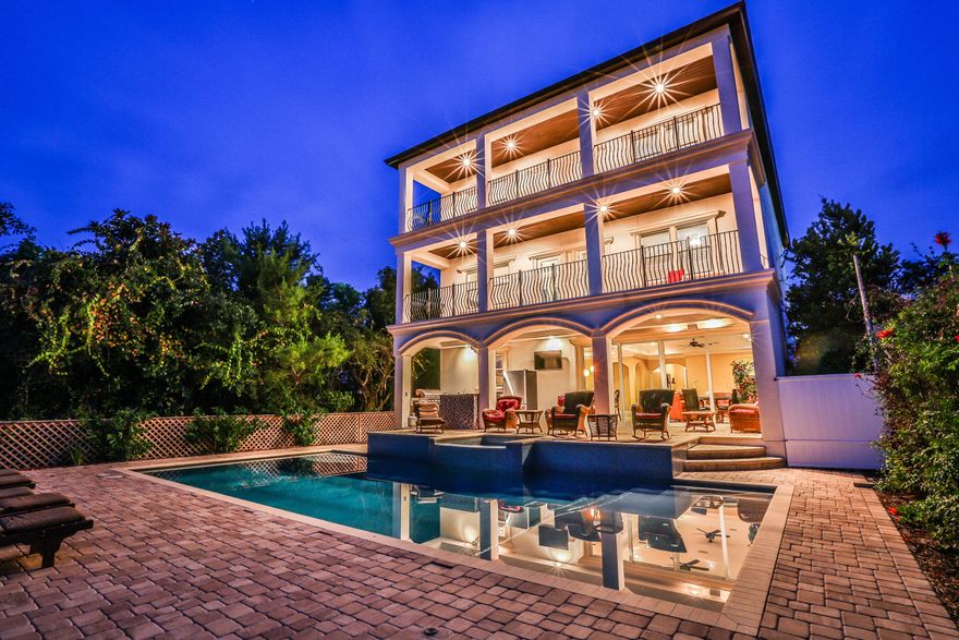 Make Money!!! This beautiful home not only offers a wealth of luxury to live in but pays out as well! This nine bedroom, nine and a half bath home is well appointed with a gourmet kitchen, large living and dining area, movie room, bunk rooms for the kids and extraordinary outdoor living space with kitchen and spa/pool. Perfect for weddings, family reunions or corporate retreats - close proximity to the white sand beaches! This home has a guarantee from its Rental Management for $190,000 per year.