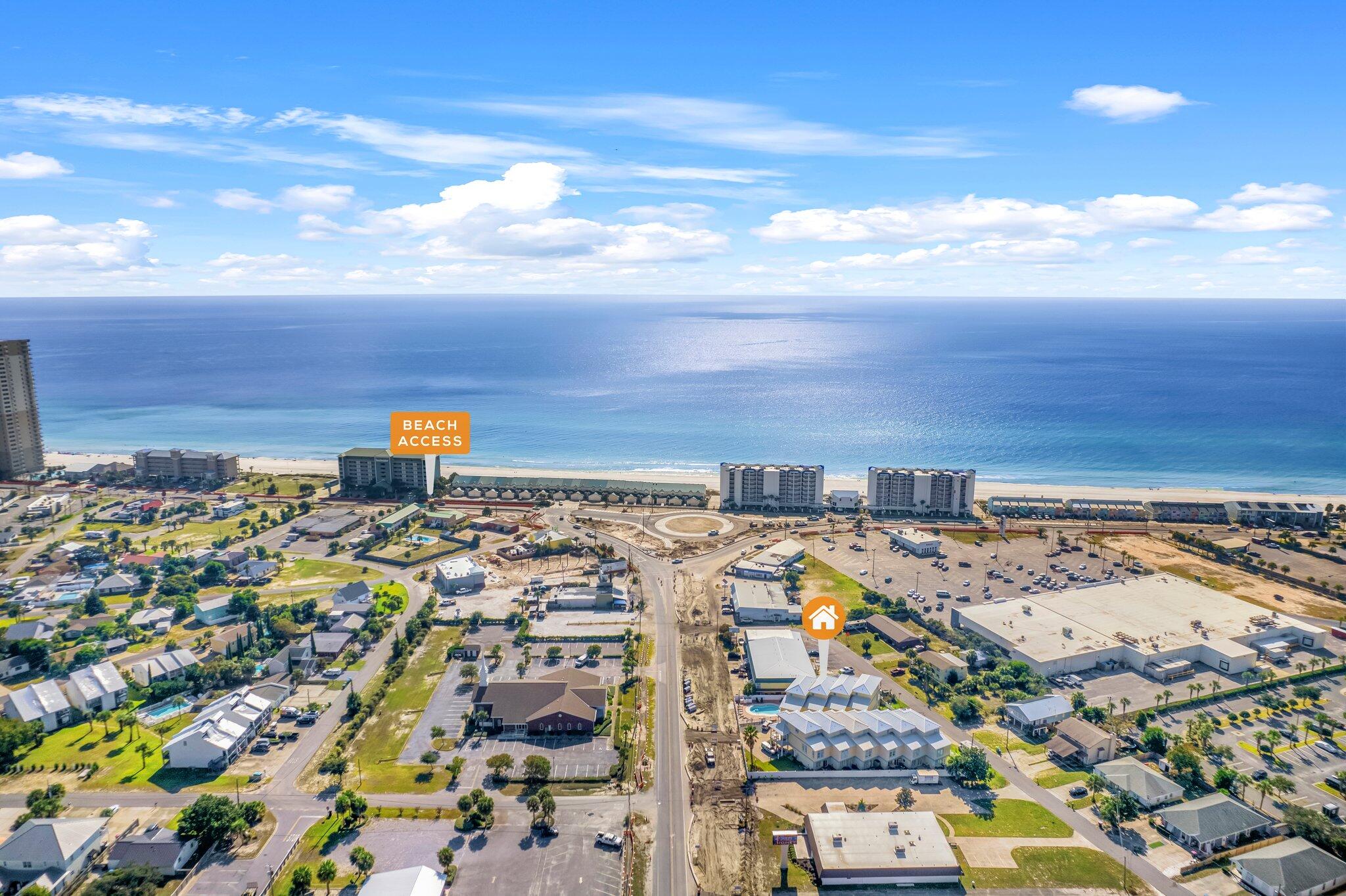 SHORT TERM RENTAL CAPABLE! Rental Projection $65k -$85k/yr! Fabulous SW facing 3-story Townhome - excellent PCB location! Golf cart to beach access, Winn Dixie or local restaurants/bar less than 1/2 mile or use private trails to Pier Park! Golf Cart included! THREE En-Suite BR's stretch across 3 floors allowing for endless opportunities! 1st floor features In-Law Suite w/ kitchen, covered patio & grassy area! 2nd floor features open living concept offering a beautiful kitchen w/ ample cabinets & breakfast bar flowing to a spacious living room w/ access to a covered balcony for a peek of the GULF! BR #2 & laundry also on 2nd floor. Retreat to your oversized 3rd floor Owners suite w/ sitting area offering the BEST GULF & SUNSET VIEWS from covered balcony. Jetted tub & owners closet!