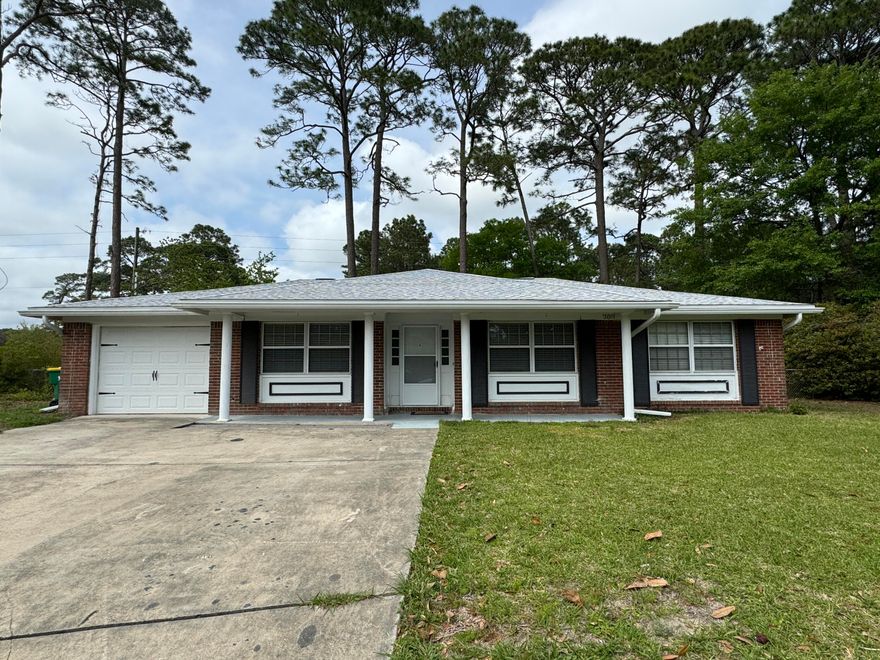 Nestled at the end of a tranquil cul-de-sac, this charming ALL BRICK ranch invites you to experience the epitome of comfort and convenience. Situated in the vibrant heart of Niceville, mere minutes from Eglin AFB, this residence promises effortless access to an array of amenities, including dining and shopping delights.Step inside to discover a meticulously maintained interior boasting elegant laminate wood flooring that exudes warmth and sophistication. Crown molding accents the ceilings, while fresh, neutral paint creates an inviting ambiance throughout. The kitchen is a chef's dream, adorned with gleaming stainless steel appliances, luxurious quartz countertops, and a stylish tile backsplash that adds a touch of contemporary flair.