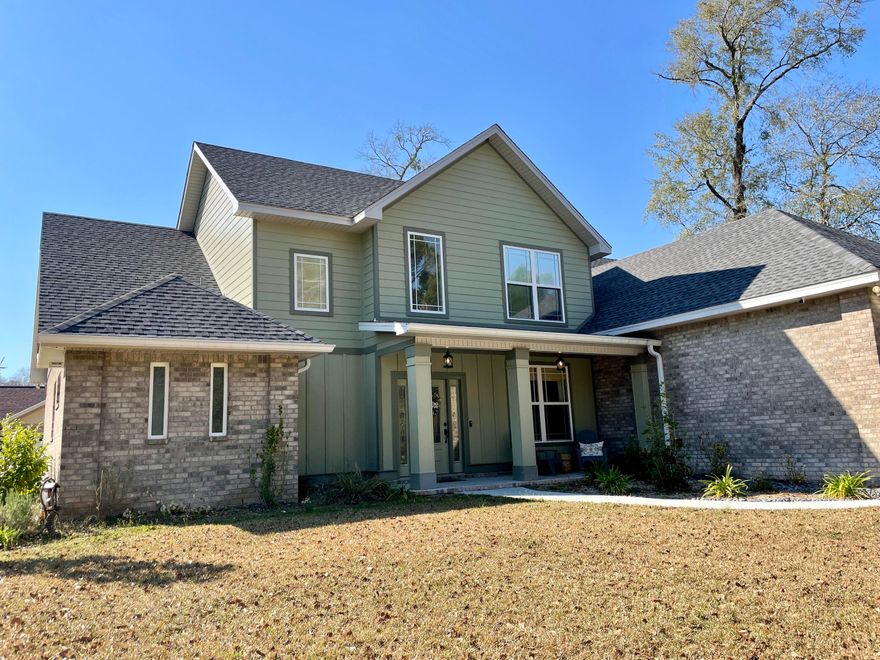 Beautiful, 4 bedroom, 3 bathroom, semi-custom home sits on a corner lot in highly sought after Juniper Creek Estates in South Crestview.  Entering you'll notice the high ceilings and spacious open floor plan of this 1.5 floor home. The open plan allows for a dining area, breakfast area as well as the main living area.  Kitchen features granite countertops, solid wood cabinets, center island, large pantry and stainless appliances.  Kitchen and main living are separated by a nice size breakfast bar.  A large master suite with walk-in closet, soaking tub, separate shower and private toilet room and additional bedroom and bathroom are also located on the main floor.  Upstairs is compiled of two additional bedrooms, a jack and jill bathroom and bonus area (a great computer work space). You'll enjoy sitting on the covered porch in your fenced back yard with double gate and room for a pool.