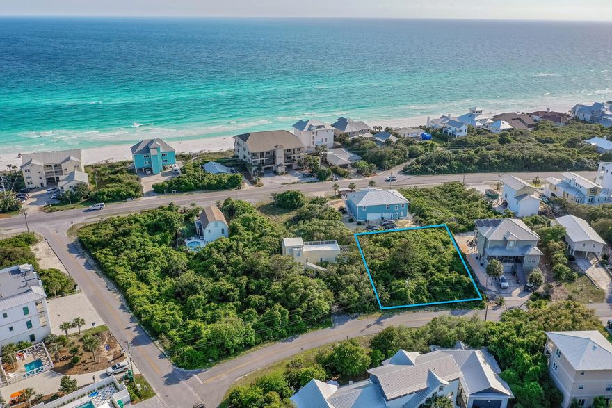 Large lot located one street back off of desirable 30-A and close to the beach with newly built beach access with showers and restrooms.  Short stroll to Stinky's Restaurant and the beautiful white sands of the Emerald Coast.   This would make a great primary residence or family vacation retreat ,  second home or rental property. Depending on the structure built on this lot, Gulf views would be very possible.  According to seller the lot is 25 feet above sea level.