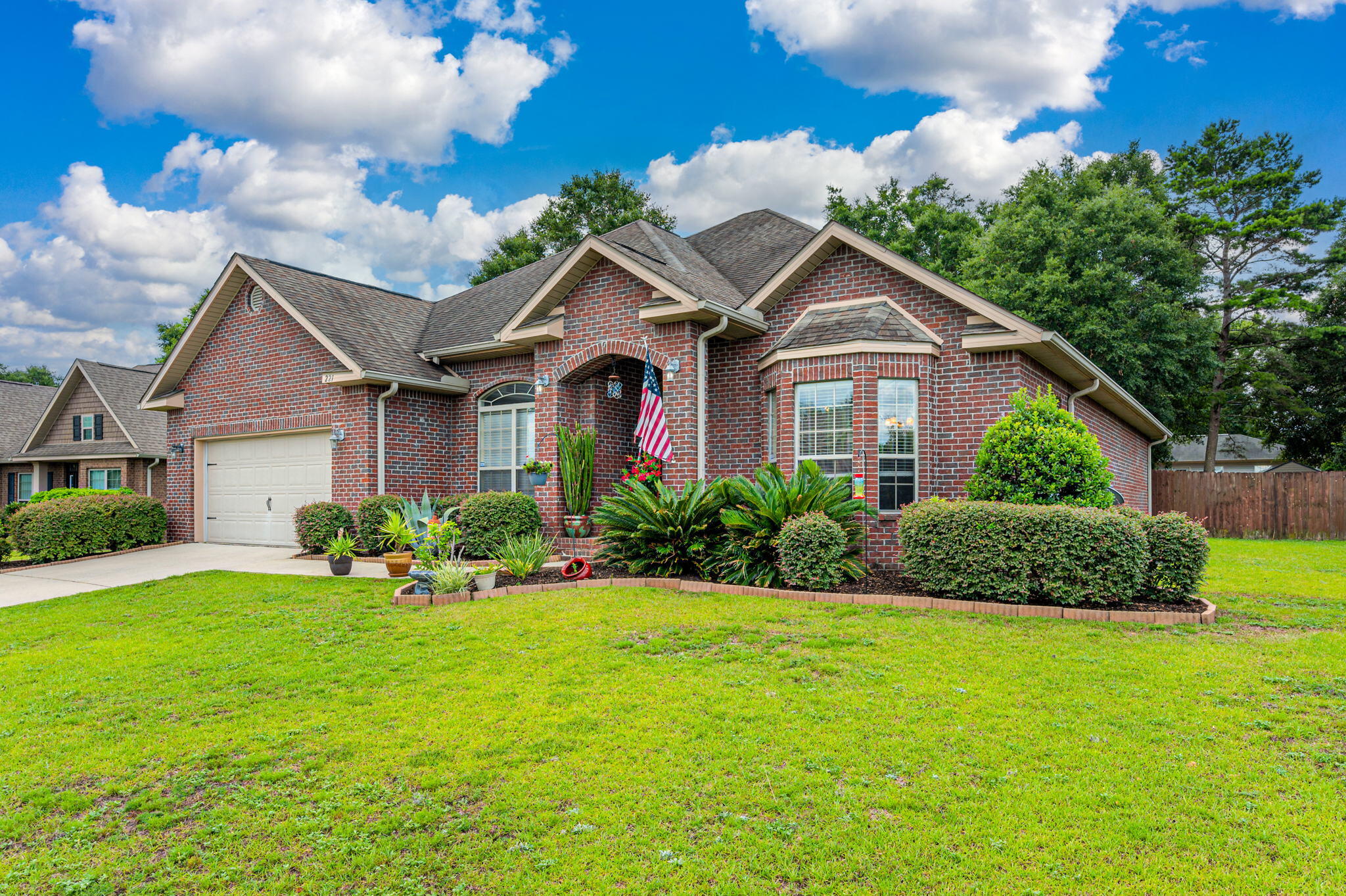 4 bedroom/3 FULL bath 1 owner home shows beautifully and has been meticulously maintained. Easy commute to 7SFG/Eglin AFB. You will immediately note how spacious the home feels, w/high ceilings, and ample storage space.Upon entering, the expansive foyer greets you, w/formal dining to the right, highlighted by crown molding. Bedroom 4 sits directly across from this space and can also be accessed thru hallway on other side of home. The kitchen features beautiful granite countertops,tile flooring, center working island, stainless steel appliances,tons of cabinet space, and opens up to large living room.Truly an area built for entertaining!Master BR also features crown molding and an impressive bath area (dual vanities, 2 walk in closets, soaking tub). Fenced backyard/large covered porch.