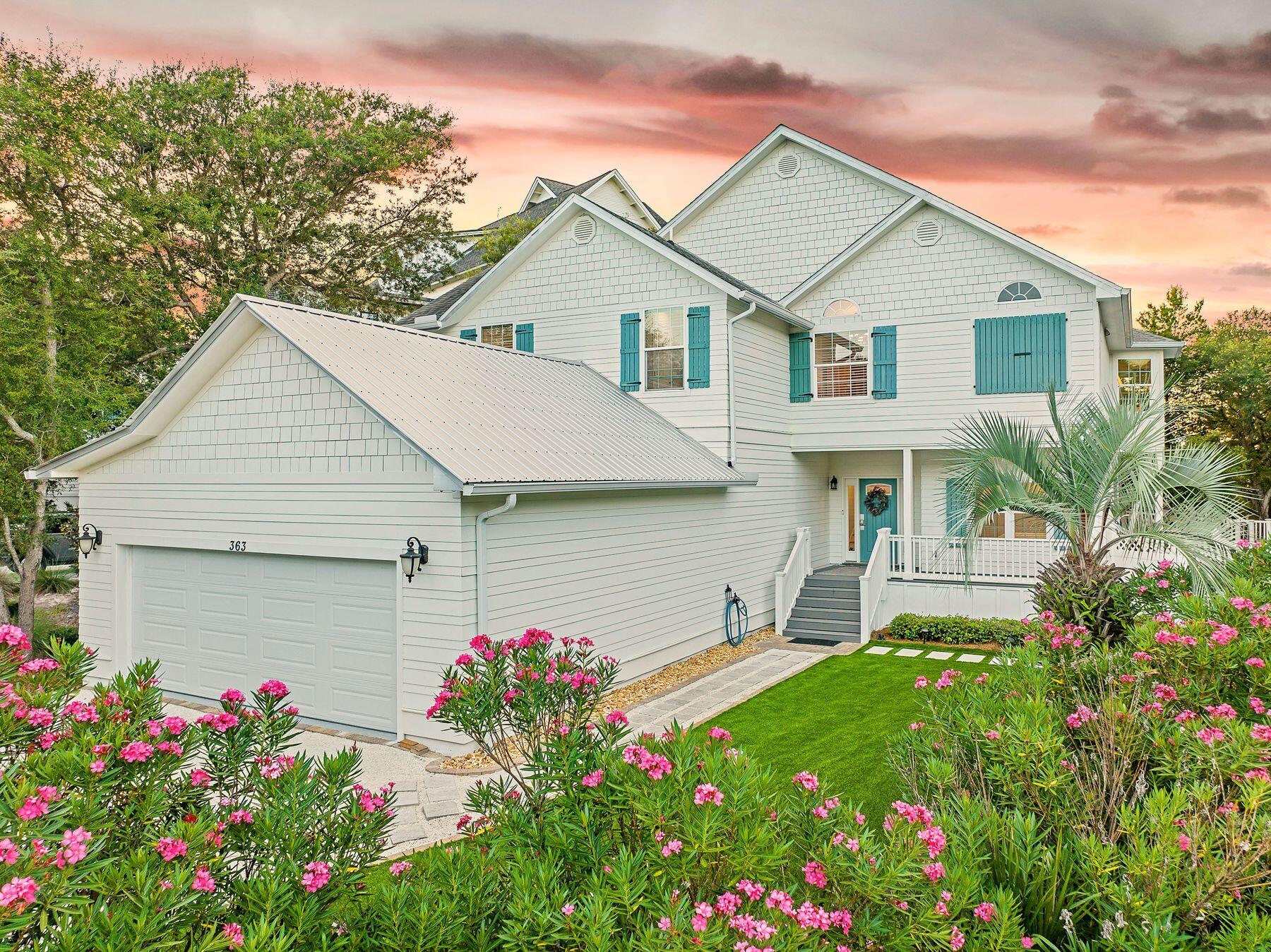 Tucked within the gated community of Camp Creek Lake, this exceptional beach house captures the essence of luxury and relaxed Florida living. Set along the edge of a rare coastal dune lake, the home offers stunning water views and is rental-ready for immediate enjoyment. A private dock with a floating extension and boardwalk invites you to the water's edge, while a heated pool, two magnificent master suites, dual kitchens, and a mix of covered and open porches provide abundant indoor-outdoor living.Since 2010, the current owners have creatively re-imagined the home with a series of upgrades and architect-designed additions. These include a stunning new chef's kitchen (2024) on the first floor that's perfect for rustling up quick snacks and drinks, or preparing tasty meals when entertaining. The main living space is on the second floor, providing stunning lake views through oversized windows. A vaulted ceiling ensures the space always feels bright and airy, whether you're planning the day's activities over breakfast or relaxing in the evening around the TV. During the day, sip coffee on the deck with outdoor TV or kick back with a book and enjoy the peaceful lake views. Six bedrooms and five baths allow families and guests to relish their own private spaces, coming together in the evening for sunset drinks, barbecues and family meals. A custom built wine cellar includes 2 wine refrigerators holding up to 200 bottles each. The king primary second floor master suite pampers the owners with a spacious bedroom and a beautiful custom-tiled bathroom and large master closet. On the first floor, guest rooms have direct access onto the lower covered deck for savoring those lakefront vistas from dawn to dusk. The second master suite is on the first floor and includes a separate entrance that can be locked off if desired. This large one-bedroom master suite is ideal for independent family members to enjoy their own space while remaining part of the family. It is also a great rental opportunity for investment income and offers optional HOA participation (less than $400 per year). It includes a full kitchen, living area, bedroom and a modern bathroom and large walk in master closet. The generous lot has an oversized cathedral ceiling, two-car paneled garage/man-cave and ample parking for six vehicles on the driveway and pavestone parking. Storage is plentiful in the large, well-lit attic and numerous closets throughout the home. The most recent updates include new PVC and aluminum railings on the upstairs deck and stairs leading down to the pool, along with durable Trex decking. The large lot features a boardwalk down to the waterfront and a dock with a floating extension to facilitate kayaking, boating, and paddleboarding on the lake. Artificial turf was laid to minimize maintenance and provide a play area for youngsters. New air conditioning units keep temperatures cool within three separately controlled zones. A replacement pool pump and new piping have revitalized the alluring gas-heated pool, which is surrounded by shady mature palms. A pool fountain and landscape lighting bring the rear yard to life after dark. The automatic irrigation system includes a deep well water source. There's even a quiet sandy private beach on the Gulf of America with deeded access just a short walk away over two walkovers inside the neighborhood. Alternatively, hop on bikes and explore the boutiques, cafes, upscale restaurants and attractions at the neighboring communities of The Chill, Seaside, Alys, and Rosemary Beaches. Nearby Deer Lake State Park also provides hiking and birding in unspoiled surroundings. Plenty of exercise alternatives including walking the 30 mile long bike trail along 30A.