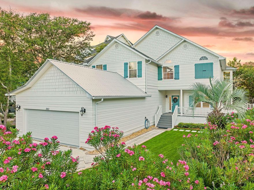 Tucked within the gated community of Camp Creek Lake, this exceptional beach house captures the essence of luxury and relaxed Florida living. Set along the edge of a rare coastal dune lake, the home offers stunning water views and is rental-ready for immediate enjoyment. A dock with a floating extension and boardwalk invites you to the water's edge, while a heated pool, two magnificent master suites, dual kitchens, and a mix of covered and open porches provide abundant indoor-outdoor living.Since 2010, the current owners have creatively re-imagined the home with a series of upgrades and architect-designed additions. These include a stunning new chef's kitchen (2024) that's perfect for rustling up quick snacks and drinks, or preparing tasty meals when entertaining. The main living space is on the second floor, providing stunning lake views through oversized windows. A vaulted ceiling ensures the space always feels bright and airy, whether you're planning the day's activities over breakfast or relaxing in the evening around the TV. During the day, sip coffee on the  deck with outdoor TV or kick back with a book and enjoy the peaceful lake views. Six bedrooms and five baths allow families and guests to relish their own private spaces, coming together in the evening for sunset drinks, barbecues and family meals. A custom built wine cabinet that includes  2 wine refrigerators holding up to 200 bottles each. The king primary second floor master suite pampers the owners with a spacious bedroom and a beautiful custom-tiled bathroom and large master closet. On the first floor, guest rooms have direct access onto the lower covered deck for savoring those lakefront vistas from dawn to dusk. The second master suite is on the first floor and includes a separate entrance that can be locked off if desired.  This large one-bedroom master suite is ideal for independent family members to enjoy their own space while remaining part of the family. It is also a great rental opportunity for investment income and offers optional HOA participation (less than $400 per year). It includes a full kitchen, living area, bedroom and a  modern bathroom and large walk in master closet. The generous lot has an oversized cathedral ceiling, two-car paneled garage/man-cave and ample parking for six vehicles on the driveway and pavestone parking. Storage is plentiful in the large, well-lit attic and numerous closets throughout the home. The most recent updates include new PVC and aluminum railings on the upstairs  deck and stairs leading down to the pool, along with durable Trex decking. The large lot features a boardwalk down to the waterfront and a dock with a floating extension to facilitate kayaking, boating, and paddleboarding on the lake. Artificial turf was laid to minimize maintenance and provide a play area for youngsters. New air conditioning units keep temperatures cool within three separately controlled zones. A replacement pool pump and new piping have revitalized the alluring gas-heated pool, which is surrounded by shady mature palms. A pool fountain and landscape lighting bring the rear yard to life after dark. The automatic irrigation system includes a deep well water source. There's even a quiet sandy private beach on the Gulf of America with deeded access just a short walk away over two walkovers inside the neighborhood. Alternatively, hop on bikes and explore the boutiques, cafes, upscale restaurants and attractions at the neighboring communities of The Chill, Seaside, Alys, and Rosemary Beaches. Nearby Deer Lake State Park also provides hiking and birding in unspoiled surroundings.  Plenty of exercise alternatives including walking the 30 mile long bike trail along 30A.
