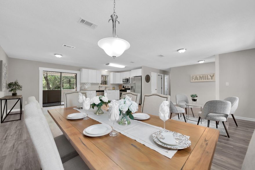 VIRTUAL 3D TOUR AVAILABLE!! Click link in Media section or FOLLOW THIS LINK: https://my.matterport.com/show/?m=jCjGH1X5QYN&brand=0Less than a mile to Eglin East gate. Perfect location for outdoor enthusiasts and nature lovers! Property backs up to undeveloped Eglin Federal Wildlife Preserve on two sides. Vacant and move-in ready. This home features a NEW ROOF + NEW HVAC system. You will love the spaciousness of this home which features 3 bedrooms and 2 full baths; open concept kitchen, living/dining room combo, and a large, comfortable den with stone fireplace. Some of the features included with this property are 36'' Shaker-style kitchen cabinets, granite countertops, and new stainless appliances; new LED lighting, new flooring, updated bathrooms, large laundry room, and ample storage