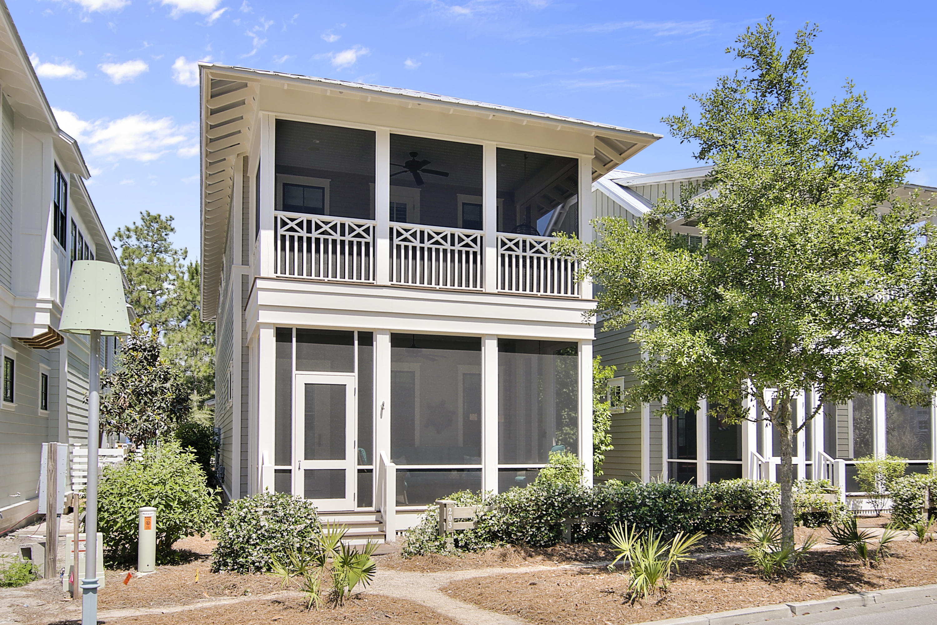 Find a modern coastal style in this immaculately maintained, never rented, fully-furnished 4BR/4.5BA WaterColor cottage in the Turtle Ridge neighborhood. Located within walking or biking distance to the WaterColor Crossings Town Center, the popular Dragonfly community pool and the beach. Built by Huff Homes in 2014, this home features a row house design with two spacious screened porches overlooking a community nature preserve, an open-concept living and dining area, a fully-equipped kitchen with a separate bar counter and a secondary living area/flex room on the second floor (with room for bunks). Special additions include security cameras with DVR, built-in speakers throughout the interior and porches, LED lighting, plantation shutters, a golf cart garage and an outside shower. Neutral white common areas are highlighted by beautiful millwork while cheerful bedroom suites provide luxurious conveniences such as closets with custom built-ins and stone showers. Four bicycles, an outdoor propane heater and a garage refrigerator are included with purchase adding to the turnkey, move-in ready appeal of this property as either a full-time residence or a vacation rental.
Located on 499 acres in the renowned South Walton Beaches, WaterColor was created with families in mind and offers the charm of small town life. Exceptional community amenities include six beautiful swimming pools, a Gulf front beach club, nature trails, a Boathouse offering kayaking, canoeing and paddleboarding, a fitness center, outstanding tennis facility, Camp WaterColor for kids, parks and lush green spaces.