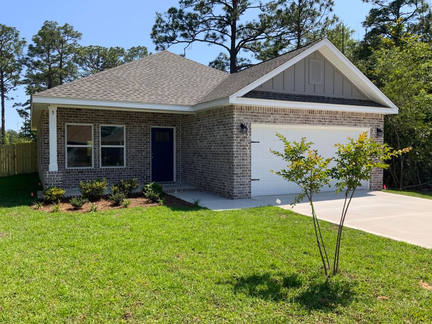 COZY CRAFTSMAN STYLE HAS BIG FEATURES-NO HOA - FREEPORT FRIENDLY - All brick construction with features like raised ceilings throughout, recessed lighting, quartz or granite counters, luxury vinyl plank in common areas, white shaker style cabinetry.  Kitchen has pantry, stainless steel appliances, breakfast bar and dining area, owners suite has walk-in closet, double vanities, tiled shower.  Covered front and rear porches plus privacy fenced backyard and sprinkler system, fabric shield hurricane window protection.   Estimated completion is early May and builder will contribute up to $10,000 towards buyers closing costs and or rate buydown with his preferred lenders.  Call for more details.