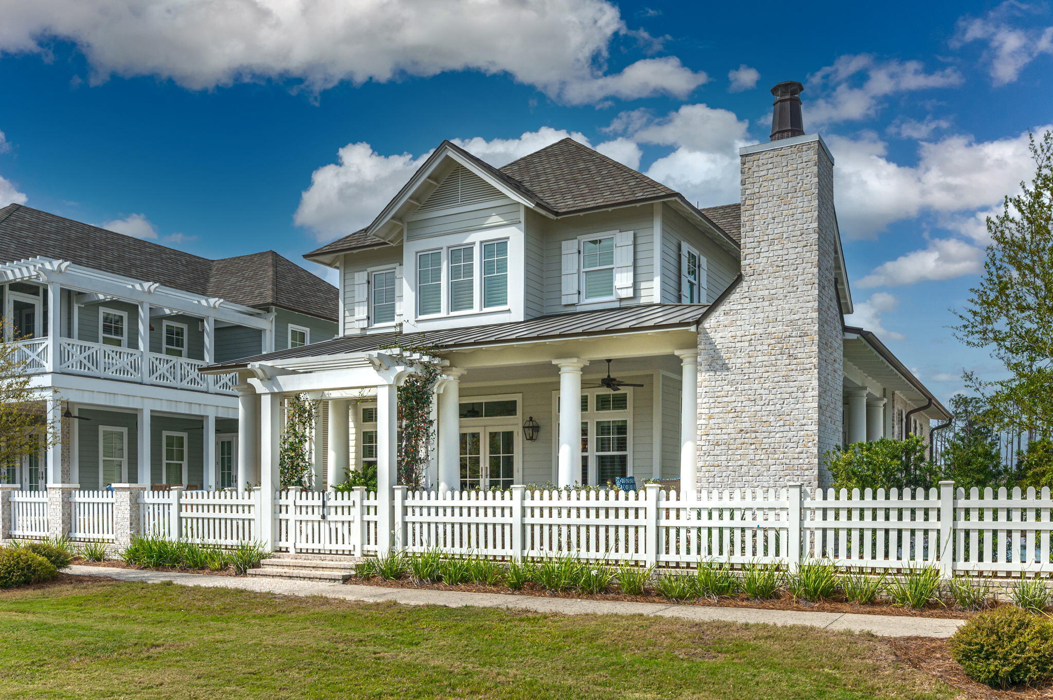 Meticulous attention to detail has been given to every aspect of this stunning 4 bedroom, 4.5 bathroom home in Regatta Bay Preserve. An ideal floor plan creates a relaxed flow, while large windows and doors provide an abundance of natural light. On the first level, the great room opens to a well-appointed kitchen, complete with quartz counters, and top of the line cabinets and appliances. To the rear of the residence, the main living space opens to a spacious porch which leads to the home's private pool, fireplace, and neighborhood green space. A large master bedroom with an ensuite bathroom and massive closet also opens the home's private outdoor living space. A gorgeous entryway, mudroom/laundry room, and powder room round out the home's first floor. The second level offers a