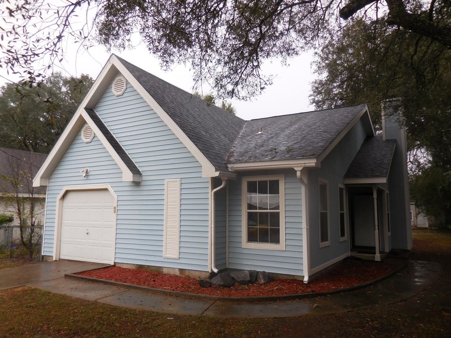 REO. You have just found a Lovely 3 Bedroom, 2 Bath home with a large back yard on a quiet street. The living room has a lovely fireplace and is open to the kitchen and dining area. A convenient breakfast bar gives you more choices on where to eat. The master bedroom features its own private bath. The two other bedrooms and guest bath are located away from the master off the living room. The patio door off the kitchen leads to a secluded side patio great for BBQ's! There is also a one car garage and a shed for your convenience.