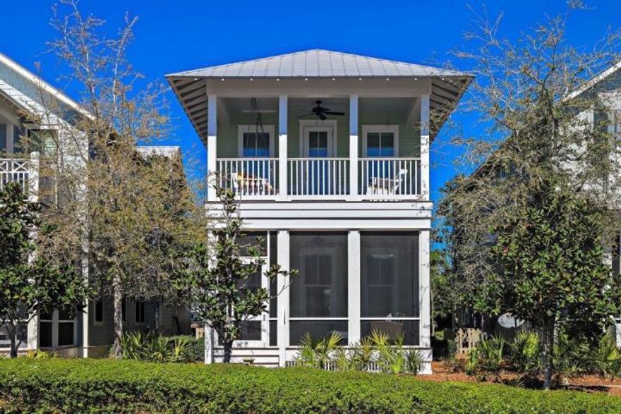 'Back on the market'Inspection report has been completed and items addressed. Both indoor A/C air handlers have been replaced with a 10 yr warranty- 4 bedroom, 4.5 Bathroom house in Phase 4 (Dragon Fly) of WaterColor Resort, located steps from the Dragonfly Pool with a downstairs Master and upstairs Master. The kitchen comes equipped with GE Monogram SS appliances and granite counter tops, There is a built-in desk nook off the dining area with an adjacent laundry room. The front screened porch overlooks the park, with no parking directly in front of the home. Hardwood floors run throughout the living areas. The second floor offers a play/TV area, another Master bedroom, additional bedroom, and bunk room.