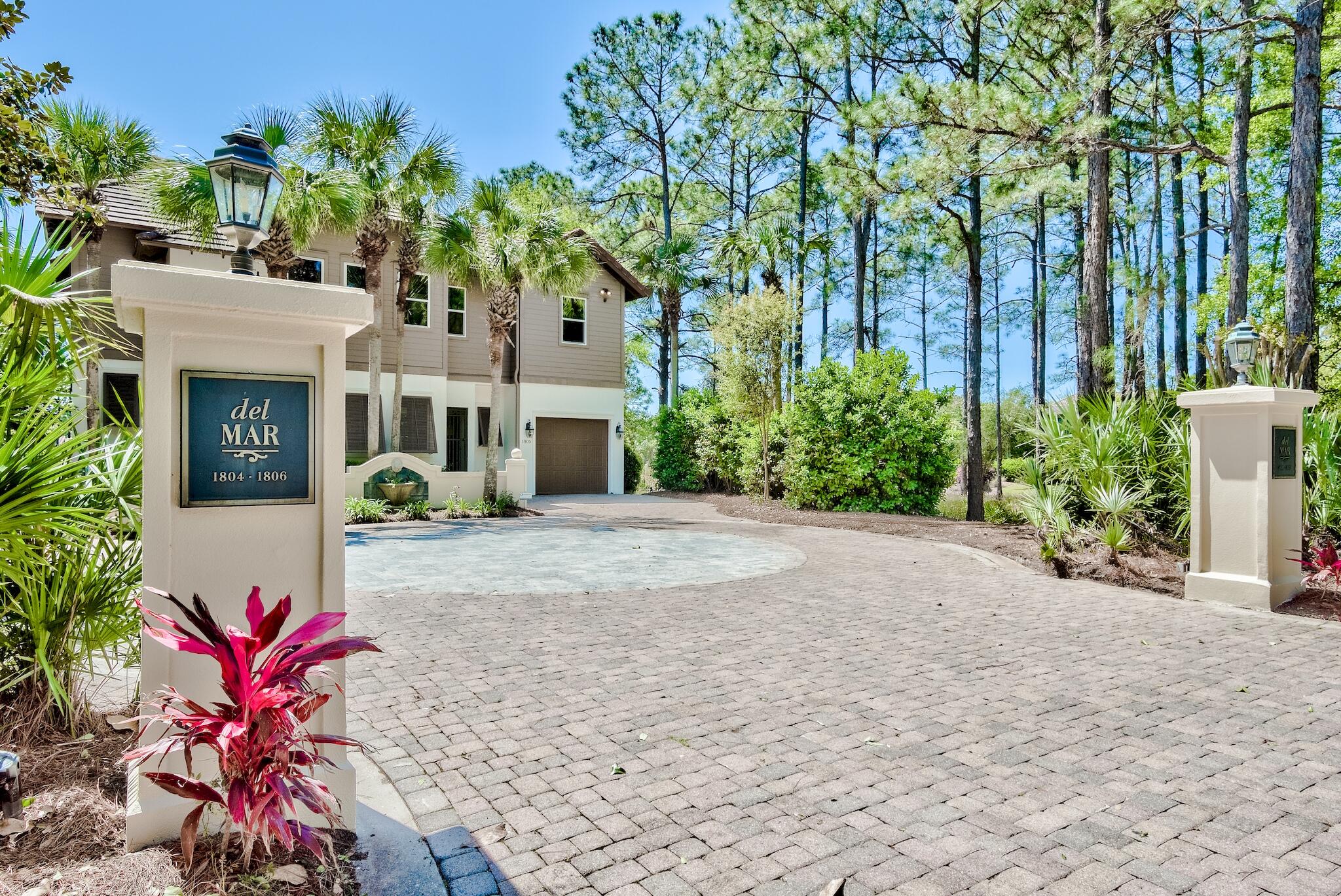 Peace and calm greet you at every turn in this custom built luxuriously renovated beauty in Del Mar Estates, Sandestin Resort. The tone is set at first entering through the private lakefront courtyard oasis. Take a dip in the pool, relax in the hot tub or enjoy a cocktail on the screened lanai boasting over 1600 sf. of outdoor space. Open the front door and get a taste of the luxury that awaits. The gorgeous white washed pine floors set the tone for a relaxing atmosphere. Enter into the open concept kitchen, dining and living room of your dreams with walls full of windows overlooking the natural surroundings. The gourmet kitchen is well equipped with a subzero refrigerator, Wolf range and coffee bar with high end custom cabinetry and extra thick Calcutta gold quartz countertops.