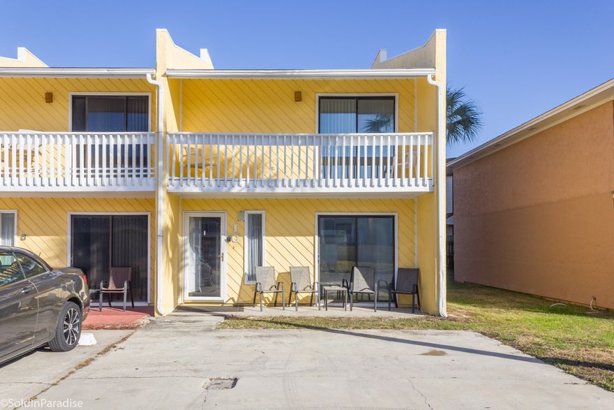 You'll find this cozy townhome style condo tucked away in the quiet beach community of Wendwood. This desirable 2 bed/ 2.5 bath corner unit is fully furnished. The main living area, dining, half bath with laundry closet, and kitchen are on the first level. A back patio allows for grilling and relaxing. Upstairs find two master suites each with attached baths. Each master suite has its own private and spacious balcony made to enjoy a sunrise or sunset and take in the sea breeze. The community has a private pool for owners and guests. Just a walk across the street you'll find a beach access. This unit makes a wonderful getaway or investment property. Paradise!