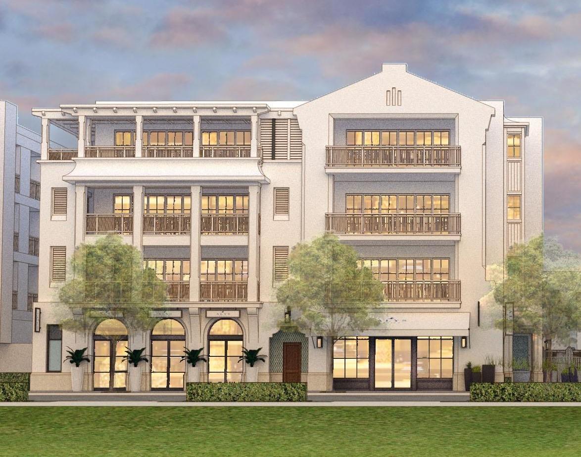 Both the Camden and Whitby hold a new and prominent luxury residential location in the Town Center of Alys Beach, as well as offer unique retail experiences. Architectural cousins, related but unique, each building is expressive of its own distinct personality. The architecture of these new buildings borrow from the rich traditional vernacular of Bermuda and the sculptural plaster language evolving at Alys Beach and are seamlessly woven into the fabric of the Town Center. The architectural details comprised of retail steel windows, iron balconies, crafted tile and large openings add a touch of modernity to the traditional and familiar forms of the massing.These residences were carefully crafted to take full advantage of their prominent location anchoring the Amphitheater. Each residen has a gracious outdoor terrace extending the main gathering spaces from the indoors to the outdoors, while the large open floor plans combined with the accompanying terraces are ideal for entertaining and family gatherings. Large, glazed window walls facilitate an outdoor lifestyle, with views to the heart of Alys Beach.

When fully complete, the Town Center of Alys Beach will be the heart of the town's permanent commercial and social activity. The Camden, a four-story building featuring six 3-bedroom, 3.5-bath residences, anchors the Amphitheatre and Town Center, providing extensive easterly views of the scenic Highway 30A from the second, third and fourth floors with a variety of entertainment and retail experiences below. The Camden features expansive balconies, spacious floor plans and proximity to Alys Beach's vibrant Town Center.
