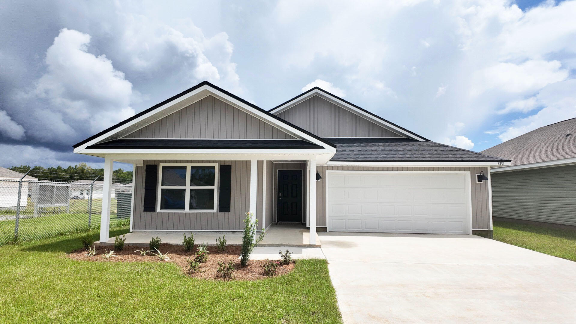 NEW CONSTRUCTION in River's Cove that features a beautiful community pool and playground. The highly desirable new Lakeside floorplan provides a well-designed OPEN concept, no wasted space, 5 beds, 3 baths, nice 12 x 9 covered back patio & 2 car garage. All stainless appliances in the kitchen, smooth top range, beautiful countertops in kitchen and baths, quiet dishwasher, built in microwave, spacious dining area & more. Striking wood look flooring, plush carpet in the bedrooms. The Smart Home Connect System has several convenient devices. Fabric Hurricane door and window protection is included. Awesome amenities & stylish curb appeal. Located in a fast-growing area.