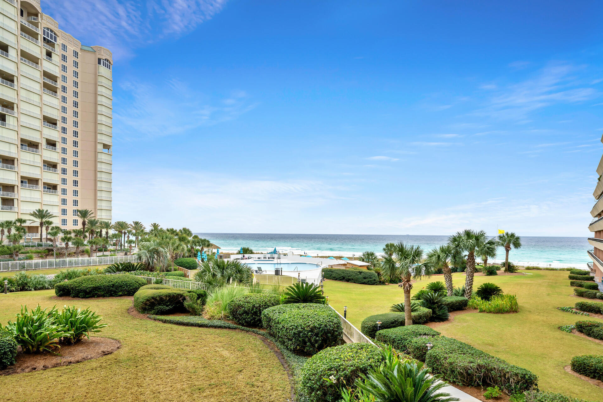 Located in the iconic Edgewater Resort in Miramar Beach, unit #306 is a available for a family retreat or as an income producing property. Lowest price per square foot 2 bedroom condo on the market in Edgewater. The large shaded, curved balcony offers views of the Gulf and beautiful sugar white sand beach. The main bedroom faces the Gulf and has a king bed with an en suite bathroom. See the resort pool and Gulf from your new bedroom. The second bedroom is spacious enough for a queen bed and two twins. The main living area has tile throughout. The kitchen is updated with tile, new counters and stainless appliances. Covered parking and work out facility are just two more amenities that make the Edgewater a premier property. Easy show.. condo is not on a rental program.