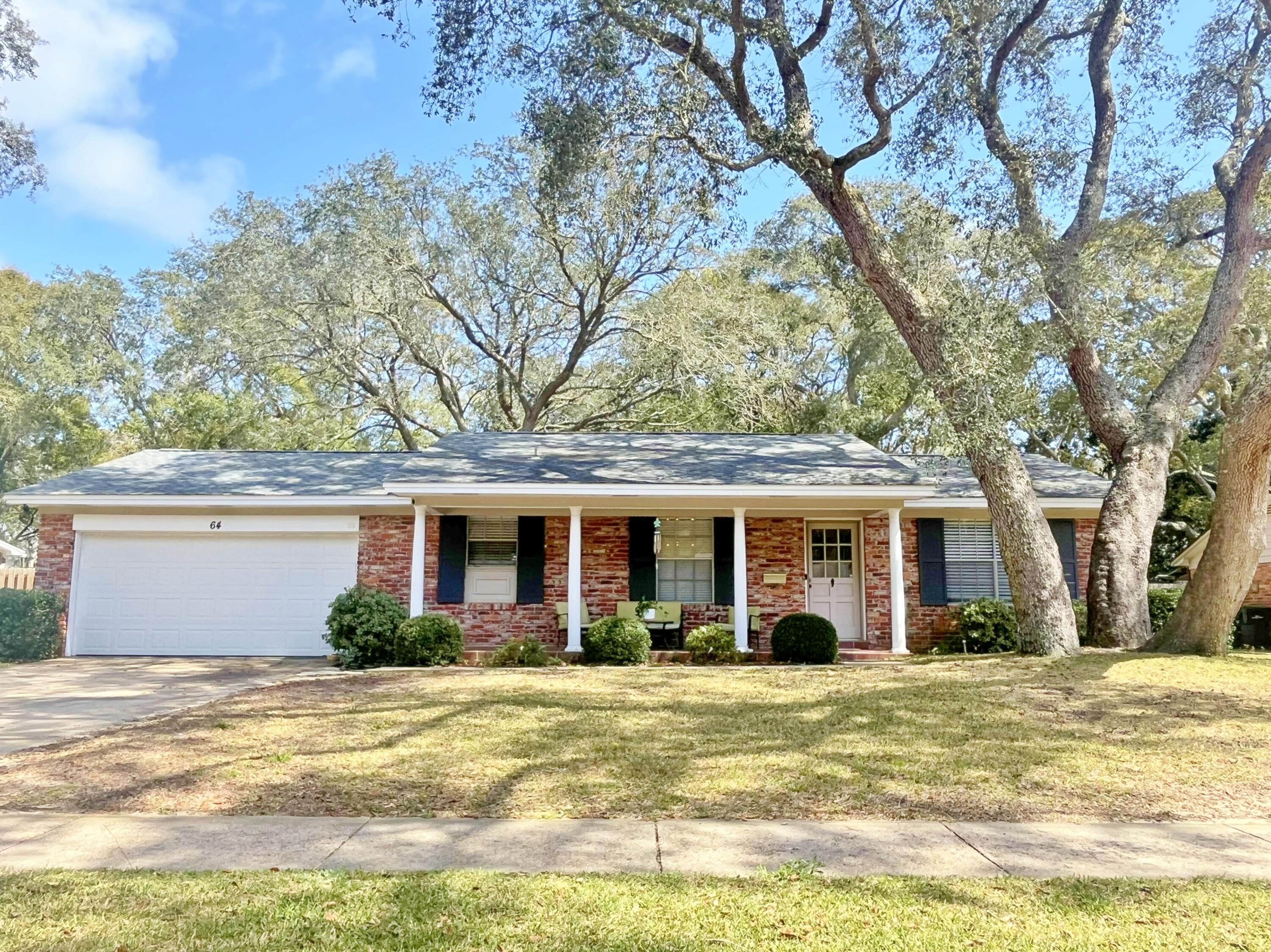 Florida charm is found here in this brick, 1 story Pool Home tucked away on a street boasting 2 cul-de-sacs. There is new LVP flooring throughout. A dining room off of the remodeled, tiled kitchen with Corian counter tops, beautiful cabinetry, and stainless-steel appliances. The clever Flex room is perfect for home office, craft room, den, etc. Add a closet and you'll have a 4th bedroom! Delightful nostalgic hall bath features double vanities. In addition to 2 large bedrooms, the Primary bedroom features its own bathroom and private door to the outside oasis. The Living room is spacious with plenty of room for a breakfast table off the kitchen. Walk out to the incredible backyard with HUGE gunite pool! Just think of the summer fun you'll have! Beautiful azaleas border this expansive, privacy fenced backyard. The 2 car garage also has a heated and cooled laundry room. Close to Air Force Bases, Schools, shopping, dining, airport and best of all, the stunning emerald green beaches. A home that says you're in Florida! Welcome to your own private paradise. Call for your personal tour today. *As always buyer's should verify any information they deem pertinent.