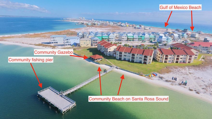 REDUCED $10,000. This corner condo is meticulously maintained and features 1 bedroom, 1 bathroom, large living room, kitchen and large balcony with views of the Santa Rosa Sound. Tastefully decorated and fully furnished, this condo is ready for you and your guests. The community features a private fishing pier, waterfront gazebo with grills and picnic benches to enjoy the outdoors and beautiful sunsets over the Santa Rosa Sound, Beach on the Santa Rosa Sound and a community pool. All of this with easy access to the Gulf of Mexico beach. Navarre Beach is one of the last places that offers the old Florida feel. Miles of crowd free beaches, emerald green waters, bike and walking trails, Navarre Beach fishing pier, Gulf Island National Seashore and Navarre Beach park and more