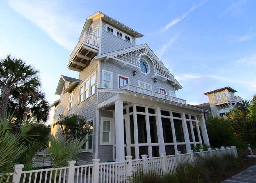 $400,000 PRICE REDUCTION!! Perfectly situated on a corner lot, and SO close to the beach and the pool in fabulous Watersound Beach! This home lives large and is flooded with LIGHT! 5 bedrooms and 5 and 1/2 baths, and two living areas make this the PERFECT home for a large family. 4 bedrooms feature private baths. First floor living, and a large bedroom on the first floor add extra convenience and livability! Multiple porches add to outdoor living, and space to enjoy the sounds and breezes of the gulf ! The master bedroom has its own private porch, and his and hers walk in closets. Multiple storage areas on each floor, are a plus too! This home has been well maintained and has never been on the rental program. Being offered fully furnished with just a few exceptions. EASY SHOW!