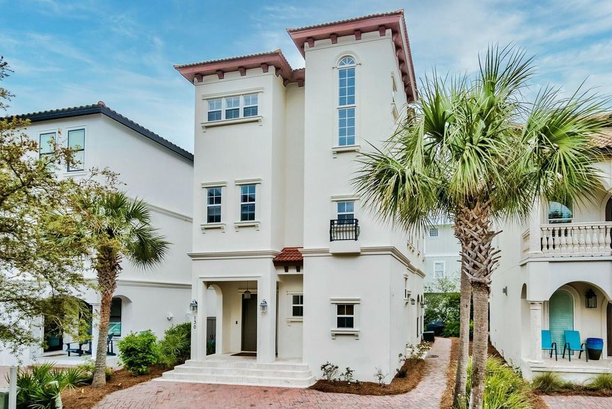 Nestled in the heart of Seagrove Beach, this stunning Mediterranean-style beach home offers the perfect blend of luxury and location. Just a short walk to the pristine white sands of the Gulf, this fully furnished gem is ready for you to enjoy. Spend your days soaking up the sun on the beach or unwind by your own private, pool, nestled on the covered back terrace complete with a convenient half bath. Located in the exclusive, gated community of Palmeira Villas, this turn-key home provides easy access to Seaside, Seagrove Beach, and other sought-after 30A attractions. Inside, you'll find three spacious master suites, one on the 2nd floor and two on the 3rd, each with a luxurious ensuite bath featuring a dual-sink vanity, walk-in shower, and a soaking tub, offering ultimate comfort. The 2nd floor also includes a large bunk room with two built-in bunks and an ensuite bath, along with a cozy sitting area and an additional full bath.
This beautiful beach retreat seamlessly combines convenience, elegance, and coastal charm, making it the perfect getaway for both relaxation and adventure.