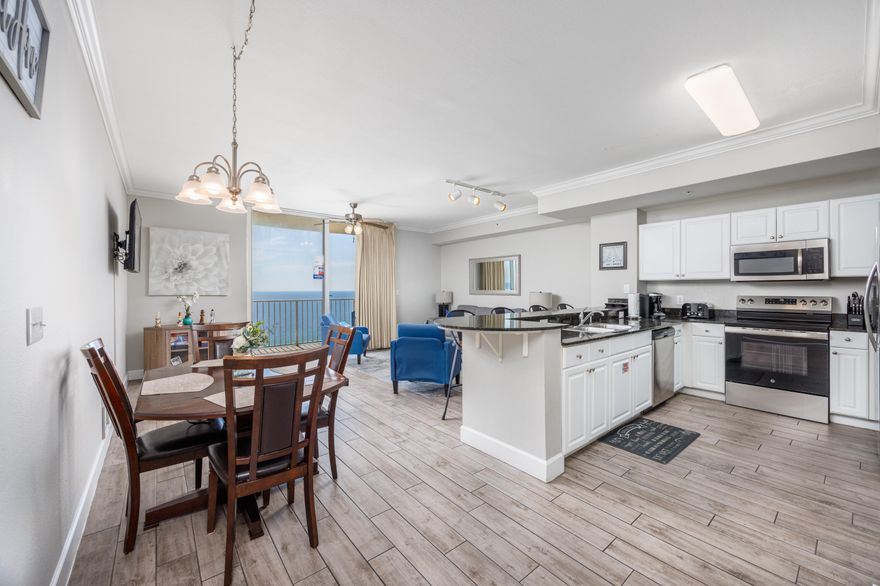 PRICED TO SELL AND RENTAL READY! 1704 Tidewater Beach is a one bedroom two full bath with bunks in the hall condo that is ready for your family and guests to enjoy! This unit boasts approximately 934 sqft, which is the largest one bedroom floorplan at Tidewater, comfortably sleeps six. With upgraded tile flooring, beautiful furnishings, granite counter tops, and fully equipped kitchen, its easy to see why it is a high level rental income performer. Tidewater offers the best array of amenities on Panama City Beach such as gulf front gym with great views, 4 hot tubs, 2 outdoor pools, 1 indoor heated pool, game room, saunas, steam rooms, a restaurant, poolside Tiki bar, and movie theater. Contact your agent today to set up a showing.