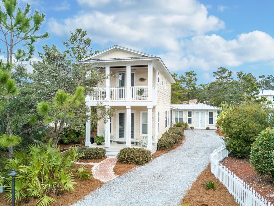 This charming Florida Cottage with it's inviting front porches is located in the heart of Seagrove just north of 30A. The neighborhood of Cassine Village offers on-site tennis courts, 2 pools, nature trails, and a community pond and garden. You can enjoy walkability to the beach, community pool and tennis, and many of the shops and dining of Seagrove. 44 Palmetto Palm Ct has a main house, as well as a studio apartment that is currently rented through September 2019, so there is great income potential here as well! The studio apartment has a separate entrance and driveway with additional parking located behind the home. The main house offers an open concept living area and 2 masters, one on the main level and one upstairs.