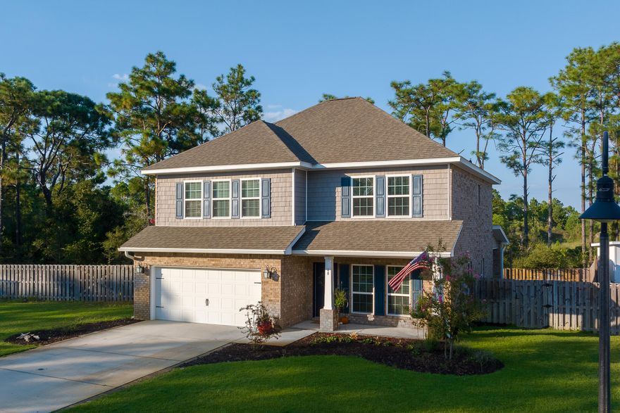 Experience the magic of Emerald Coast living in this spacious home in the popular Peach Creek subdivision. This charming neighborhood is minutes from 30A's sugar-sand beaches, restaurants, shopping, and is only 5 miles from iconic Seaside! The residents of Peach Creek are known for spreading holiday cheer and food trucks often visit this friendly neighborhood. Head to the beach, bike/walk the neighborhood, or enjoy the large back yard. This ''Azalea'' open floor plan features 4 bedrooms, 3.5 baths, and a large bonus room upstairs that is perfect for a second living area, movie/game room, or playroom. The kitchen features a breakfast bar, granite countertops, beautiful cabinetry, tile backsplash, and stainless steel appliances.