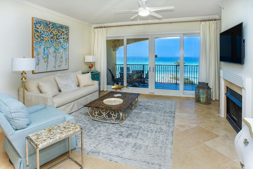 NEW FURNITURE AND NEW PAINT!!! This recently upgraded, spectacular second floor Gulf Font condo has it all... four bedrooms plus bunk room, spectacular views, lavish new furnishing, remarkable location, quality construction, outstanding amenities all in a private manicured natural setting. Large Gulf Front balcony with breathtaking panoramic views of white sandy beaches and emerald waters of the Gulf of Mexico. Open living area and spacious master suite overlook the Gulf of Mexico with access to a large covered balcony. Residence is being sold fully furnished. Adagio in Italian means ''at ease'' and this location and unit speaks to those desiring a slow and leisurely beach life. Call to schedule your viewing of this desirable gulf front condo. Luxury features: 10 ft. ceilings, crown molding, diagonally-laid travertine tile floors, carpeted bedrooms, high-end stainless steel appliances,  including a 6-burner gas stove, custom cabinets, granite kitchen count tops, tumbled marble back splash in kitchen and master bath, lavish master bath with over-sized whirlpool tub and double headed shower with built-in seating, walk-in closets, deeded garage parking and storage.

Adagio is an exclusive, gated condo community which occupies one of the highest elevation in Blue Mountain Beach.  Adagio is located on 11 acres on the western end of Scenic Hwy 30A  in Blue Mountain Beach with 580 feet of white sandy beach and emerald waters on the Gulf of Mexico.  Community boasts an 8,000 sq. ft. pool and spa, a Gulf Front heated pool with infinity-edge, wireless internet poolside, amenity center with on-site gym and meeting area along, immaculate grounds with lush tropical and native landscaping, private gated community. The building is concrete construction with under building parking for security. This building is built to be here forever.