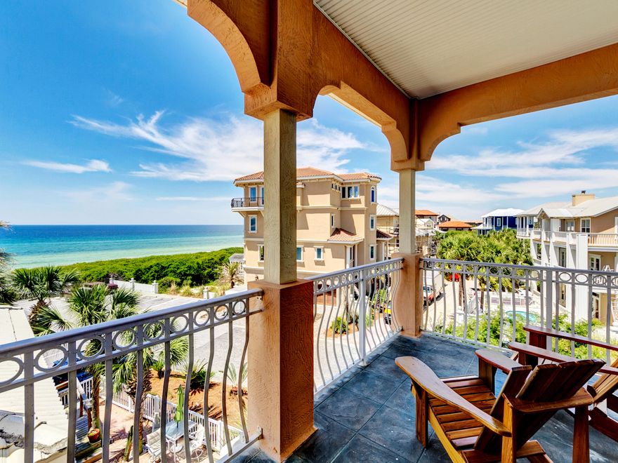 Beautiful 5 bedroom, 4 bathroom home located in Seagrove Beach off of 30A with spectacular gulf views. Top floor is a look out tower with wet bar. Perfect for sipping coffee during sunrise and relaxing evenings watching the sunset. Located within walking distance to the beach, shopping, restaurants, 20,000 acres of nature to explore, over 35 miles of bike trails and a short distance to Seaside.