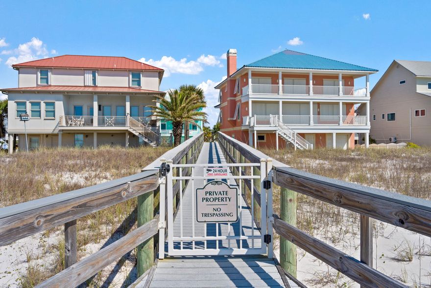 Look no further and spend your days in PARADISE!  The owner has spared no detail in lovingly maintaining this magnificent gulf view home in the only gulf front single-family community on the Gulf in Perdido Key, Parasol.  Parasol is a RENT-RESTRICTED, gated community situated on 900+ feet of gulf front and this home takes in all the gorgeous vistas that paradise exhibits. Two porches overlook the gulf and your walkway to the beach. The pool is just steps away along the pink sidewalk just outside the white picket fence surrounding the home.  The home is being sold FULLY FURNISHED, and ready for you to make it your own. From the beautiful wood flooring throughout the home, recessed lighting, neutral paint and fixtures, tilework, and gorgeous granite, you can see the quality and