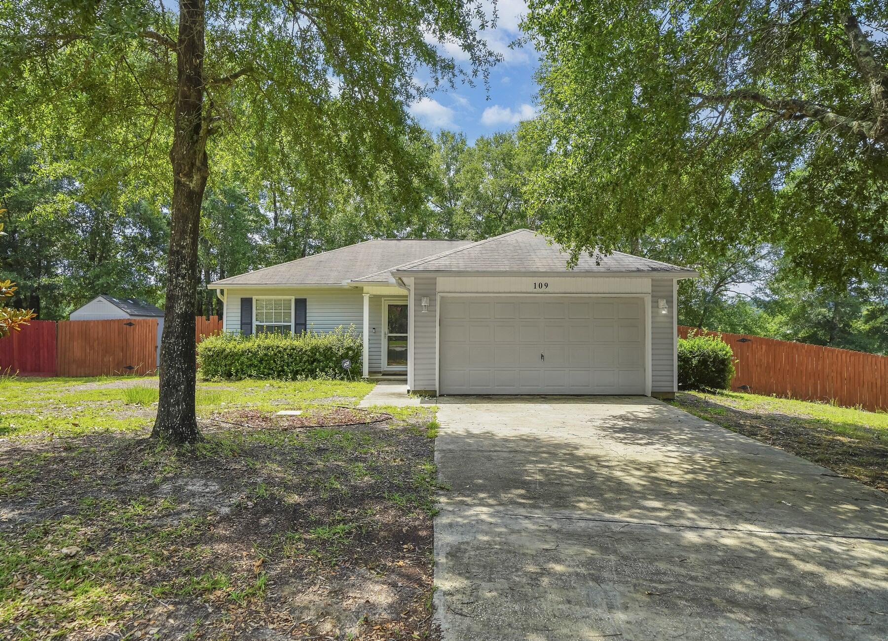 MOVE IN SPECIAL- HALF OFF FIRST MONTH'S RENT!. 3bd/2bth home located in North Crestview. This home offers three generously sized bedrooms. The Master Bedroom features an en-suite bathroom, complete with ample storage and amenities. Outside, you will find a completely fenced in private backyard awaits you. Patio space is perfect for relaxing. NO smoking. Pets allowed upon approval with a non-refundable pet fee. Minimum 600 FICO score required in addition to meeting rental criteria. AS IS Play House and AS IS Shed included.