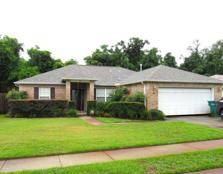 Fantastic Location to Hurlburt Air Force Base, Eglin Air Force Base, & FWB Hospital!!  3 Bedroom / 2 Full Bath Home with spit floor plan & open concept.  Separate Dining room & eat-in-kitchen nook as well.  Gas fireplace, 2 car garage, backs up to green space, newer carpet, roof & HVAC 1 year old, new range, irrigation, Separate shower & soaking tub in Master Bath, and so much more!  Washer/Dryer & Frig negotiable.  Buyer to verify all deemed important information.