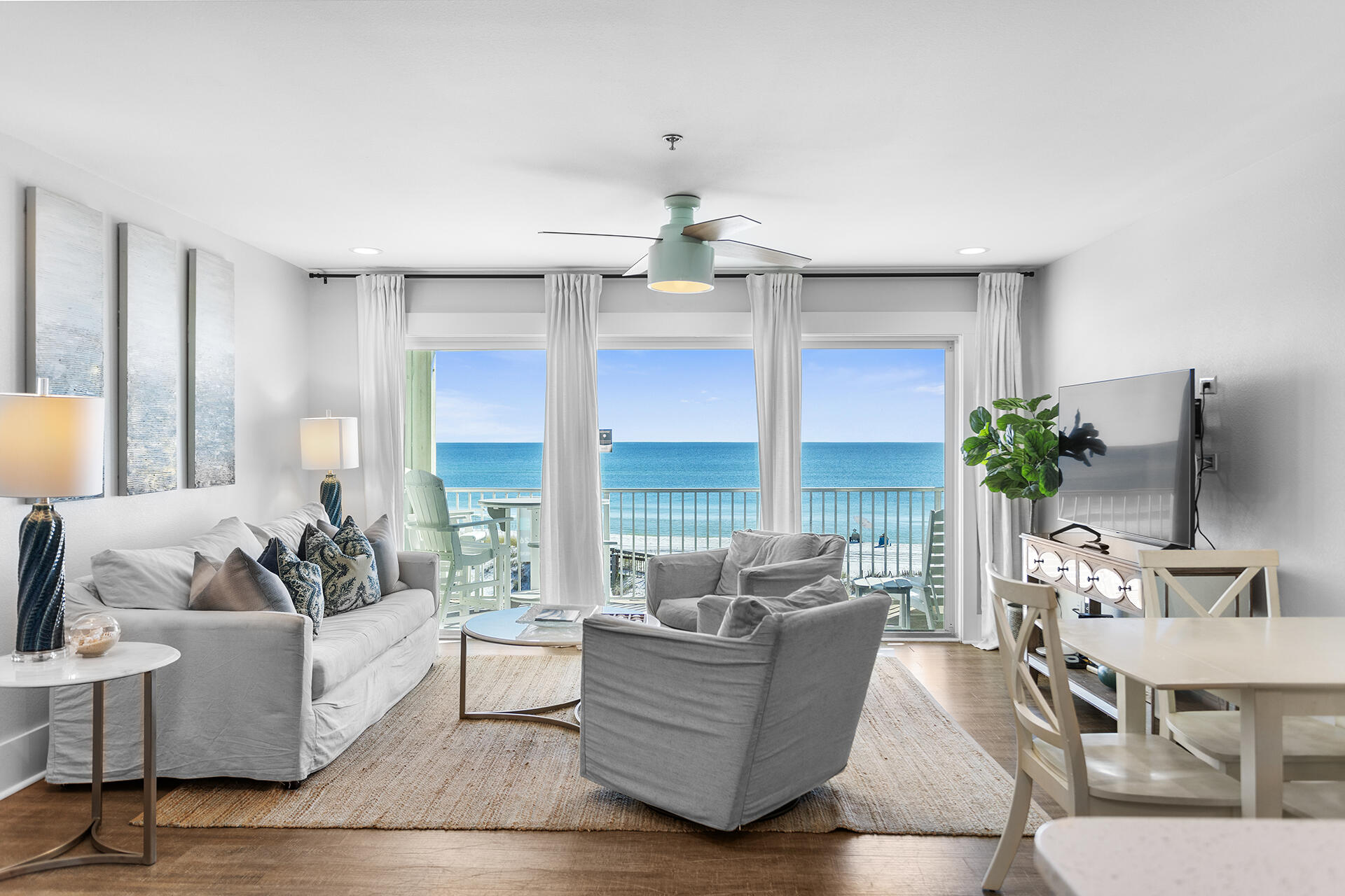 This third floor gulf front condo (with elevator) offers a one of a kind location, tucked away in Seagrove Beach, offering  gated private beach access on a private beach. With gorgeous Gulf views and excellent rental income to reflect, this unit will be highly desirable. The layout includes a spacious master bedroom plus built-in bunks in the hall. The living room, kitchen, and dining areas all have stunning views of the Gulf, with sliding glass door entry to private deck. Unlike many condos in the area, this building is built on cement pilings with covered & shaded parking underneath (ground level). Other notable property features include community pool, grilling area, exterior storage closet, and private secured beach access. PLUS... Eastern Lake is right next door! With the ability to kayak, paddleboard, or even wield a small motorboat and cruise over to Old Florida Fish House for lakeside dining. You will find this sweet slice of paradise south of 30A, yet close enough to walk, bike or ride to the wonderful dining and shopping options as well as all that Seaside has to offer. Shop the newest "coastal-chic" location in the heart of Seagrove. Greenway Station 30A touts curated offerings boutique shops, lifestyle retail, and eateries you will adore.
Come experience life on the Gulf Coast, and let your vacation become your home.