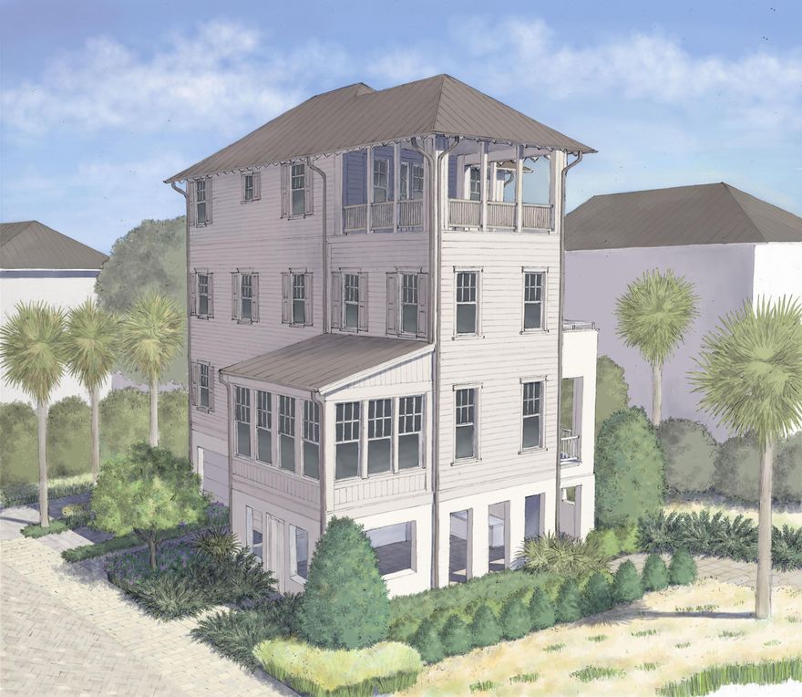 Tucked within the intimate, architecturally curated enclave of Lupin Beach, Lot 10 introduces a rare opportunity to experience the peaceful side of Inlet Beach--where elegant design, quiet surroundings, and thoughtful craftsmanship come together just moments from the most celebrated destinations along Scenic 30A. Designed by the esteemed team at Historical Concepts, this boutique Gulf-front community offers a refreshing alternative to the more dense locations of Rosemary and Alys Beach, while delivering effortless access to both. Spanning 3,110 square feet across four refined levels, the home is composed with a calming, sanctuary-like sensibility. Soft, creamy tones, warm neutral textures, and elevated detailing define its interiors, creating an atmosphere that feels serene, airy, and deeply restorative. Natural light moves gracefully through each level, enhancing a layout that blends generous gathering spaces with private areas for reprieve.

The home's defining architectural moment is the expansive top floor terrace, a breezy elevated retreat designed for quiet mornings, glowing sunsets, and intimate evenings above the coast. Paired with a family room and wet bar, this level serves as a private oasisideal for unwinding, entertaining, or simply savoring the rhythm of Gulf breezes.

Across its multiple floors, the residence offers extraordinary flexibility for full-time homeowners, second-home seekers, and multigenerational families alike. Two main living areas provide separation and comfort, while four bedrooms plus a bunk roomeach supported by full or half bathsensure ample accommodation for guests. An elevator serving all levels enhances accessibility and ease, making daily living both convenient and intuitive.

The ground floor is purpose-built for coastal life, featuring a covered outdoor living area, changing room, shower, and an oversized two-car garage,an ideal transition from beach days to home. Upper levels reveal refined living and dining spaces, a tranquil primary suite with private sitting area and terrace access, additional ensuite bedrooms, and thoughtful storage throughout.

Lot 10 also enjoys one of the most enviable locations along the eastern edge of 30A. Steps away, Lake Powell, one of Florida's most iconic coastal dune lakes, invites paddleboarding, kayaking, and quiet exploration. Immediately to the east, Camp Helen State Park offers preserved natural beauty, hiking trails, a fishing pier, and abundant wildlife. And within a short walk or bike ride, the world-class dining, boutiques, and cultural experiences of Rosemary Beach, Alys Beach, Seacrest, and Kaiya Beach Resort await.

For recreation and club amenities, owners benefit from close proximity to Watersound Beach Club, the expansive new Camp Creek amenities, and Wild Heron Golf Clubeach offering resort-style pools, golf, tennis, pickleball, fitness facilities, and multiple dining venues. Travel is effortless with Northwest Florida Beaches International Airport just 15-20 minutes away, providing direct connections to major Southeastern and national markets.

Balancing privacy with proximity, design with livability, and calmness with coastal vibrancy, Lot 10 at Lupin Beach stands as a rare sanctuary on the eastern edge of 30Acrafted with intention, shaped by architectural pedigree, and ready to welcome its first owner into a life of peaceful, boutique coastal living.
