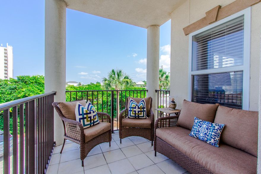 This gated beachside community located in the heart of Seagrove Beach offers a private beach access, community pool and is walking and biking distance to Seaside . The well-maintained 3 story townhome with elevator boasts Gulf views from the 2nd and 3rd floors. The first floor includes a bedroom and living area. The previous garage now serves as second living/sleeping area and could be converted to a bunk room. Second floor includes an updated kitchen with stainless steel appliances and spacious living and dining area perfect for entertaining. Large master bedroom and bath is on the third floor with private balcony overlooking the Gulf. This townhome has never been rented but is sold partially furnished with great rental potential. Buyer to verify all dimensions.