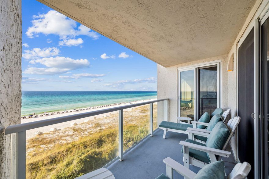 Experience elevated Gulf-front living in this beautifully updated Beachside Two residence, perfectly positioned within the sought-after Sandestin Golf and Beach Resort. This fifth-floor retreat showcases breathtaking views of the Gulf of Mexico and sugar-white sands from nearly every room, blending coastal charm with modern comfort and over $90,000 in thoughtful improvements.Step inside to find a bright, open great room framed by new floor-to-ceiling sliding glass doors that perfectly capture the shimmering emerald waters beyond. The kitchen, dining, and living areas flow seamlessly onto a private balcony, where glass railings allow uninterrupted views of the coastline, the perfect spot for morning coffee or afternoon cocktails. The southern exposure provides the best of both worlds, serene sunrises and spectacular sunsets that paint the horizon each day.
Recent upgrades include an incredible new picture window in the primary suite, new motorized blinds in the living room and primary suite, a new LG refrigerator (2024), new LG washer and dryer (2025), a new HVAC (2021), updated lighting and fixtures throughout, and fresh paint creating a crisp, coastal feel that's both welcoming and low-maintenance. Every detail has been considered, from the new dining chandelier to the enhanced electrical and lighting updates, ensuring a move-in-ready, turnkey experience. Tastefully furnished with updated living and bedroom pieces, this residence is offered fully furnished and rental-ready, making it ideal as a vacation retreat, investment property, or full-time home by the sea. Purchased in 2021, this residence has been enjoyed exclusively by its current owners and not rented since, a reflection of their pride and meticulous care.
Beachside Two residents enjoy direct beach access, a brand new gulf-front pool deck, and the assurance of a recently renovated building with updated exteriors and common areas. These updates not only enhance the building's appeal and longevity but also provide peace of mind for years to come, knowing the major improvements have already been completed. Sandestin Golf and Beach Resort features abundant amenities including 5-Star golf courses, tennis, biking and hiking trails, a 113-slip marina, and the exciting Baytowne Wharf for restaurants and shopping. The ever-growing Grand Boulevard Town Center featuring great restaurants, retail shopping, Starbucks, a movie theater, and Publix Grocery is a short golf-cart ride away.
With panoramic Gulf views, extensive updates, and a prime beachfront location, this Beachside Two condo embodies the effortless luxury and coastal lifestyle that define Sandestin living.