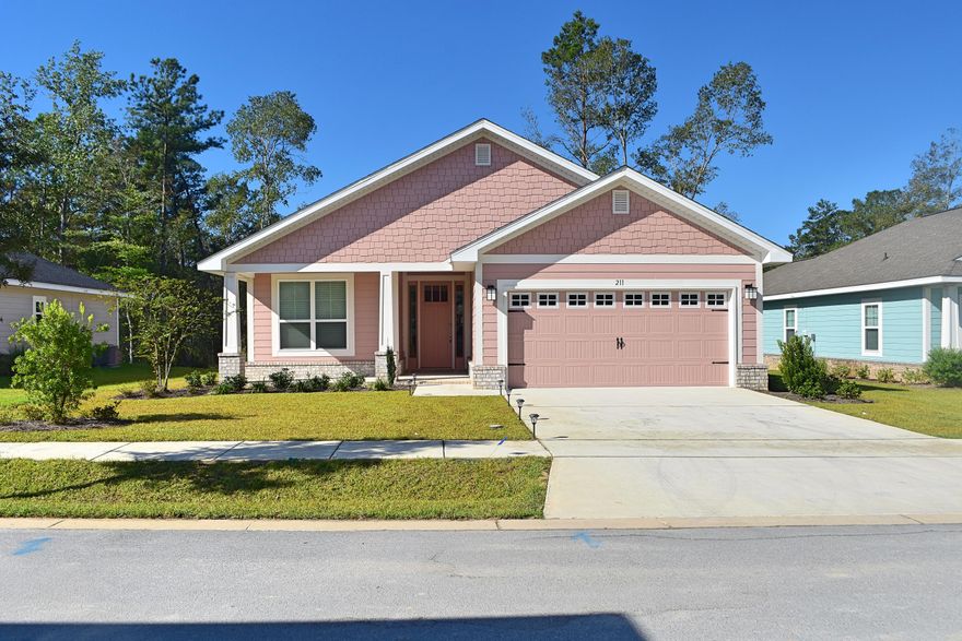 Available in Lafayette Creek Landing, 4 bedroom 2 bath Craftsman style Cottage located off of Marquis Lane behind the Publix shopping center at the SE intersection of HWY 331 and HWY 20. Eat in kitchen as well as separate formal dining. Luxury Vinyl Plank flooring throughout. Granite Countertops. 2' Blinds. Covered back lanai overlooks green space preserve for added privacy. Stainless Steel Refrigerator, Gas Range, Dishwasher, and built in Microwave included. Natural gas hook up for grill on back of the house. Split bedroom floor plan. Separate tub and shower in Primary bedroom. Garbage included.