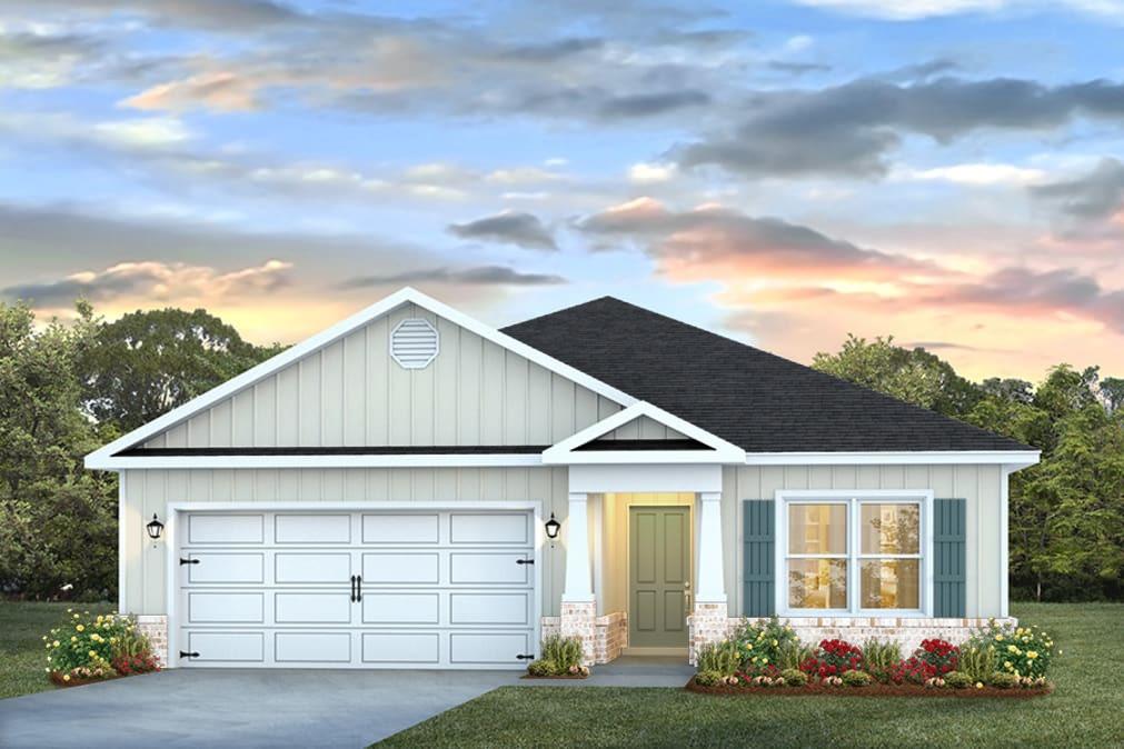 This home is located close to a cul-de-sac and backs up to a wooded area. This is a three-bedroom, two-bathroom home with a two-car garage. The homes first two bedrooms are towards the front of the house, separated by a guest bathroom. A large open living space is joined by a gorgeous kitchen with Whirlpool stainless steel appliances and shaker styled cabinetry. A private bedroom suite is off the dining space. This includes a sizeable bedroom, walk-in closet and bath. The bathroom has a separate water closet, free-standing tub, shower and dual vanity sinks. Standard features include laminate countertops, vinyl flooring and carpet in bedrooms. This home is connected with Smart Home technology that includes a Qolsys touch panel, Kwikset Keyless entry, an Echo Dot device and Skybell doorbell.