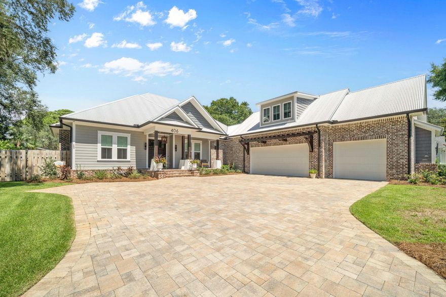 LOCATION, LOCATION, LOCATION!Welcome to 406 Bay Oaks Court - a rare gem in the heart of beautiful Destin, Florida. Nestled on a quiet cul-de-sac in Old Destin, just steps from Choctawhatchee Bay, this 2019 custom-built craftsman estate delivers the perfect blend of luxury, comfort, and thoughtful design.From the moment you step through the custom mahogany front door, you'll be captivated by the spacious, open-concept floor plan and the impeccable architectural details throughout. This 4-bedroom, 4-bathroom home also features a dedicated home office (easily used as a 5th bedroom), offering flexible living space! The chef's kitchen is a showstopper, boasting a professional-grade gas stove and oven, custom cabinetry, two built-in refrigerator/freezers, microwave drawer, and an oversized quartz island ideal for entertaining. The living area is equally impressive with coffered ceilings, a gas fireplace, and disappearing glass sliders that open up to your Florida dream lifestyle. The first-floor master suite features a geometric accent wall, dual walk-in closets with custom cabinetry, and a luxurious spa-like bathroom complete with dual shower heads, freestanding soaking tub, and backlit vanity mirrors. The second floor offers a large, private guest suite with its own full bathroom and independent Toshiba mini-split AC system, providing ultimate comfort and privacy. Step outside to your own private paradise. The centerpiece of the backyard is a custom gunite pool with a raised hot tub, surrounded by a pavered lanai perfect for year-round relaxation. Whether you're enjoying a morning swim or an evening soak under the stars, this outdoor space offers resort-style living at its finest. The screened-in porch with cedar tongue-and-groove ceiling, summer kitchen, and second gas fireplace creates the ultimate indoor/outdoor living experience. The backyard is fully fenced, beautifully landscaped, and features automated lighting, a lawn pump, and irrigation system to keep everything lush year-round. Massive 3-car side-entry garage with epoxy-finished showroom floors

Brick-paved driveway and 10' x 20' pavered parking pad with 30 AMP outlet for RV or boat

Metal roof, impact-resistant windows, spray foam insulation, and brick exterior for long-term durability and favorable insurance rates

Generac 22kW whole-house generator for uninterrupted comfort

LOMA-F designation in Flood Zone X

Situated in a private five-home neighborhood, you're within close proximity to Joe's Bayou boat launch, two waterfront parks, and the bustling Destin Harborwalk Village. Convenient to Eglin AFB, Hurlburt Field, top-rated schools, and just minutes from the world's most beautiful beaches.
