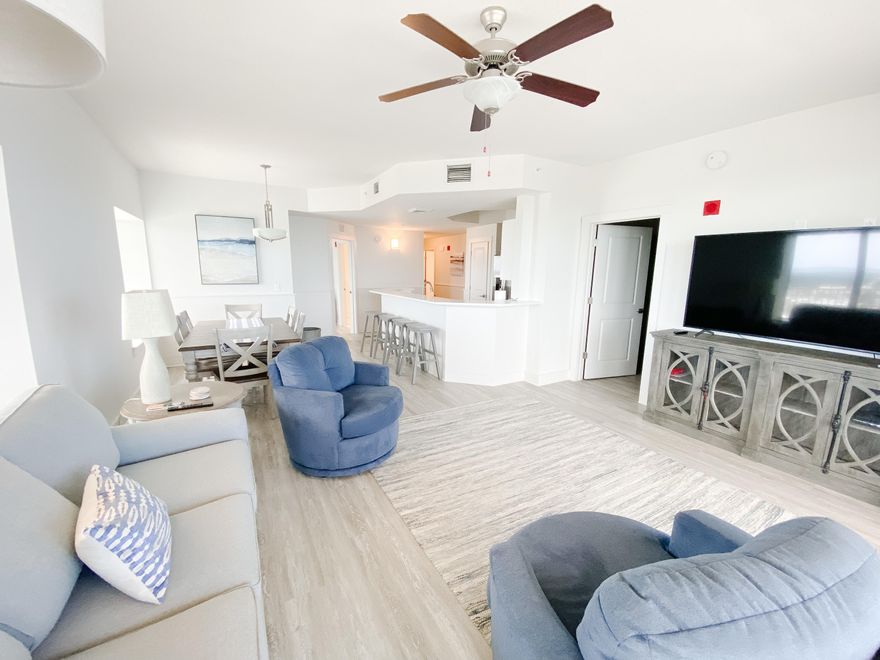 See PCB like never before! Premium Fully Furnished Condo with 10 ft. Ceilings and Massive Wrap Balcony overlooks the Eastern And Western Skyline including views of: The Beautiful Florida Coastline, Panama City Beach Pier, The Famous PCB SkyWheel, All of Pier Park, as well as West Bay. This unit will also give you a front row seat to some of the best fireworks shows on the coast. The first new PCB condominium built in the last 10 years. The complex offers resort type zero entry pool, hot tub, 2 Tiki bars, large fitness center and a fabulous cafe. Words cannot give justice to this unit. If you are looking for a fully furnished unit, come out and have a look for yourself.