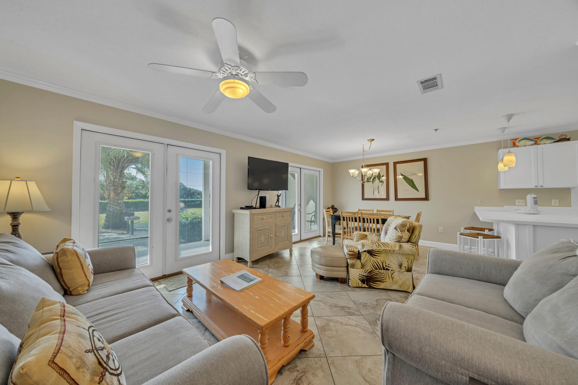 This ground floor, two bedroom condo with two full baths AND built in bunk beds can sleep up to 8 people. Gulf Place Caribbean 103 is decorated with the beach in mind, tile and wood floors throughout, gorgeous white countertops, and much more. Located in the heart of Gulf Place's pedestrian-friendly town center. Enjoy good restaurants nearby including Shunk Gulley Oyster Bar, cafes, boutique shopping, as well as a two-acre amphitheater lawn that hosts concerts, art shows, and festivals throughout the year. The beach access is directly across the street and you are a short walk away from the Gulf front Ed Walline beach park which offers covered picnic areas, showers, and restroom facilities. You can't beat this location and all that the ease of a first floor condo has to offer!