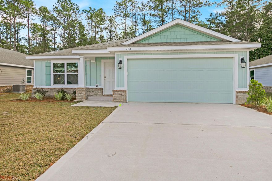 Cute New construction cottage with 4 Bedroom, 2 Bath, 2 Car Garage, front and back porches totaling 1769 Square Feet all on one level. This home is conveniently located in new subdivision of Riverwalk that is located south of 20 in Freeport within 1/2 mile of Freeport Publix and shopping center. Convenient to the beaches for work and play!