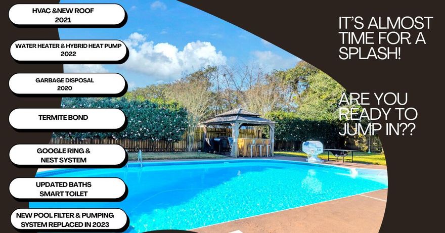 If a private backyard and poolside living are at the top of your wish list, this home delivers. Designed for outdoor enjoyment, the fully fenced backyard is a true retreat featuring a large in-ground pool, two covered gazebos for shade and entertaining, and a covered back porch perfect for lounging, dining, or hosting unforgettable summer gatherings. Mature camellia shrubs create a lush, private setting that feels like your own personal resort.Inside, this charming Mediterranean-style 3 bedroom, 2 bath home offers comfort and functionality with a kitchen and breakfast nook overlooking the outdoor space, plus a separate dining room for entertaining. The living area is anchored by a gas fireplace, adding warmth and character, while tasteful updates throughout the kitchen and baths  enhance everyday living. 

Major improvements add peace of mind so you can focus on enjoying the pool lifestyle: new microwave(2022), new roof (2021), HVAC (2021), garbage disposal (2020), new pool pump and filter (2023), and a smart hybrid electric water heater (2023). Additional features include a Ring doorbell and a transferable termite bond through Florida Pest Control.
This home is all about relaxation, entertaining, and making the most of outdoor living...a rare opportunity for buyers who want a backyard that truly steals the show.