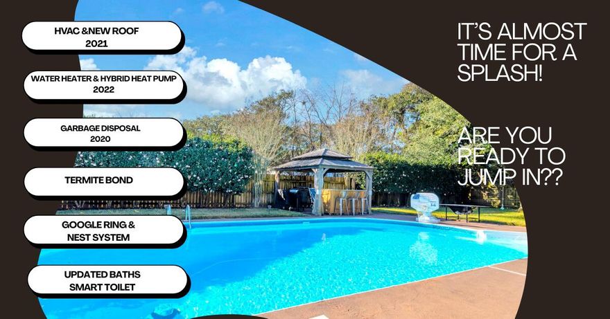 If a private backyard and poolside living are at the top of your wish list, this home delivers. Designed for outdoor enjoyment, the fully fenced backyard is a true retreat featuring a large in-ground pool, two covered gazebos for shade and entertaining, and a covered back porch perfect for lounging, dining, or hosting unforgettable summer gatherings. Mature camellia shrubs create a lush, private setting that feels like your own personal resort.Inside, this charming Mediterranean-style 3 bedroom, 2 bath home offers comfort and functionality with a kitchen and breakfast nook overlooking the outdoor space, plus a separate dining room for entertaining. The living area is anchored by a gas fireplace, adding warmth and character, while tasteful updates throughout the kitchen and baths  enhance everyday living. 

Major improvements add peace of mind so you can focus on enjoying the pool lifestyle: new microwave(2022), new roof (2021), HVAC (2021), garbage disposal (2020), new pool pump and filter (2023), and a smart hybrid electric water heater (2023). Additional features include a Ring doorbell and a transferable termite bond through Florida Pest Control.
This home is all about relaxation, entertaining, and making the most of outdoor living...a rare opportunity for buyers who want a backyard that truly steals the show.