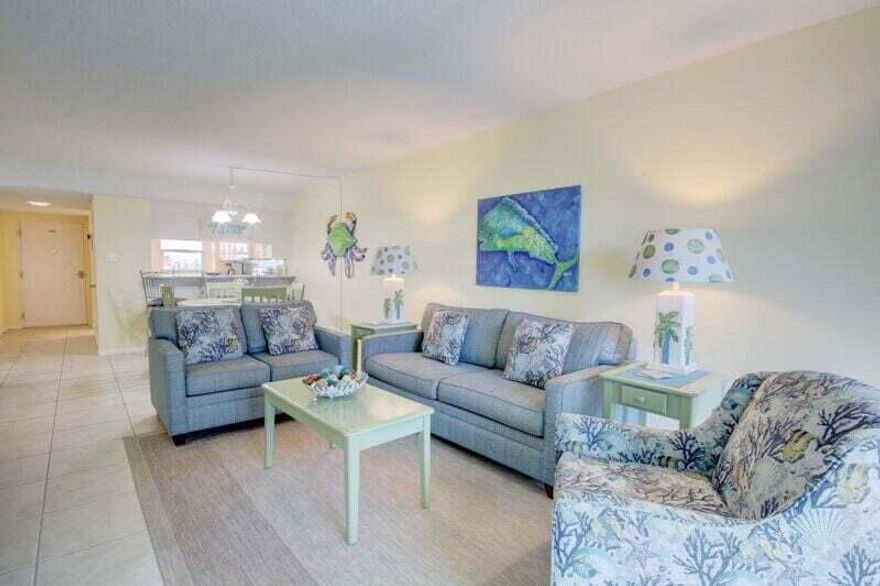 Whether you're searching for your own forever beach getaway or a great short-term rental investment, discover the charm of coastal living in this fully furnished 2-bedroom, 1-bath condo located in El Matador on Okaloosa Island. Right off the second floor, step inside to find bright coastal decor, ocean-blue accents, and newly replaced HVAC, water heater and windows that fill the space with natural light. The kitchen features a beautiful blue backsplash and has views of the sound, and from the living room, step onto your own private balcony that offers views of the Gulf. Set within a well-maintained beachfront community, residents enjoy two pools, a fitness center, tennis/pickleball courts, and have direct beach access. The HOA fees cover all amenities plus Internet, security, water, sewer, trash, pest control, cable TV and Wind/Flood insurance. Making ownership simple and stress-free. Perfect as a full-time residence, vacation home, or income-producing investment, this unit offers a rare blend of comfort, convenience, and Gulf-coast charm. Convenient stackable washer/dryer hookups are available to be added in-unit if desired, or take advantage of the community laundry rooms located on each floor. Just 2 miles from Okaloosa Islands greatest attractions, Okaloosa Pier, The Boardwalk, Fubar, Gulfarium, Wild Willy's and so much more. This is a place people dream of vacationing, why not make it yours? Rental projections available upon request.