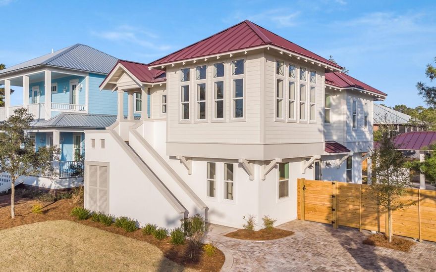 Live the 30A lifestyle with a quick trip to Blue Mountain Beach access and a backyard built for everyday enjoyment. Turnkey and beautifully maintained, this LONG-TERM RENTAL was fully renovated in 2022, blending fresh contemporary style with warm, elegant comfort. The four bedrooms include two primary suites--one with a private balcony and its own exterior shower. Bunk room features four queen beds. The covered cabana creates true outdoor ''living space'' for grilling, dining, and relaxing, while the waterfall and heated pool make it feel like your own private resort.  Outdoor lovers will love the large yard and greenspace with privacy fencing.   Offered as a long-term rental and also currently available for purchase, creating flexibility for the future.